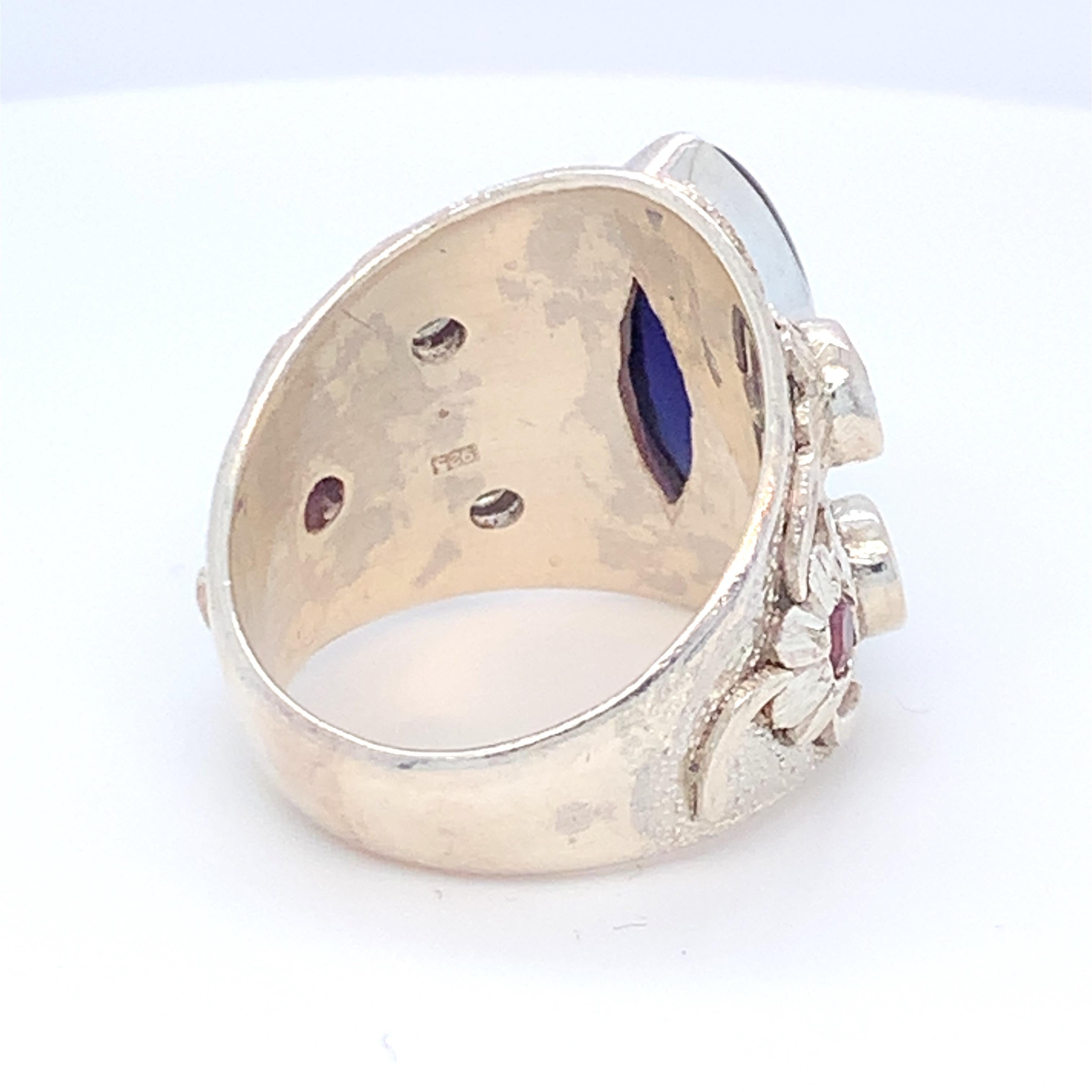 Handcrafted Natural Iolite One of a Kind Sterling Silver Cocktail Ring In New Condition For Sale In Trumbull, CT