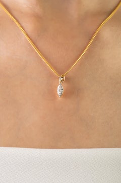 Handcrafted Natural Marquise Cut Diamond Solitaire Pendant in 14K Yellow Gold