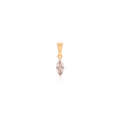 Handcrafted Natural Marquise Cut Diamond Solitaire Pendant in 18K Yellow Gold