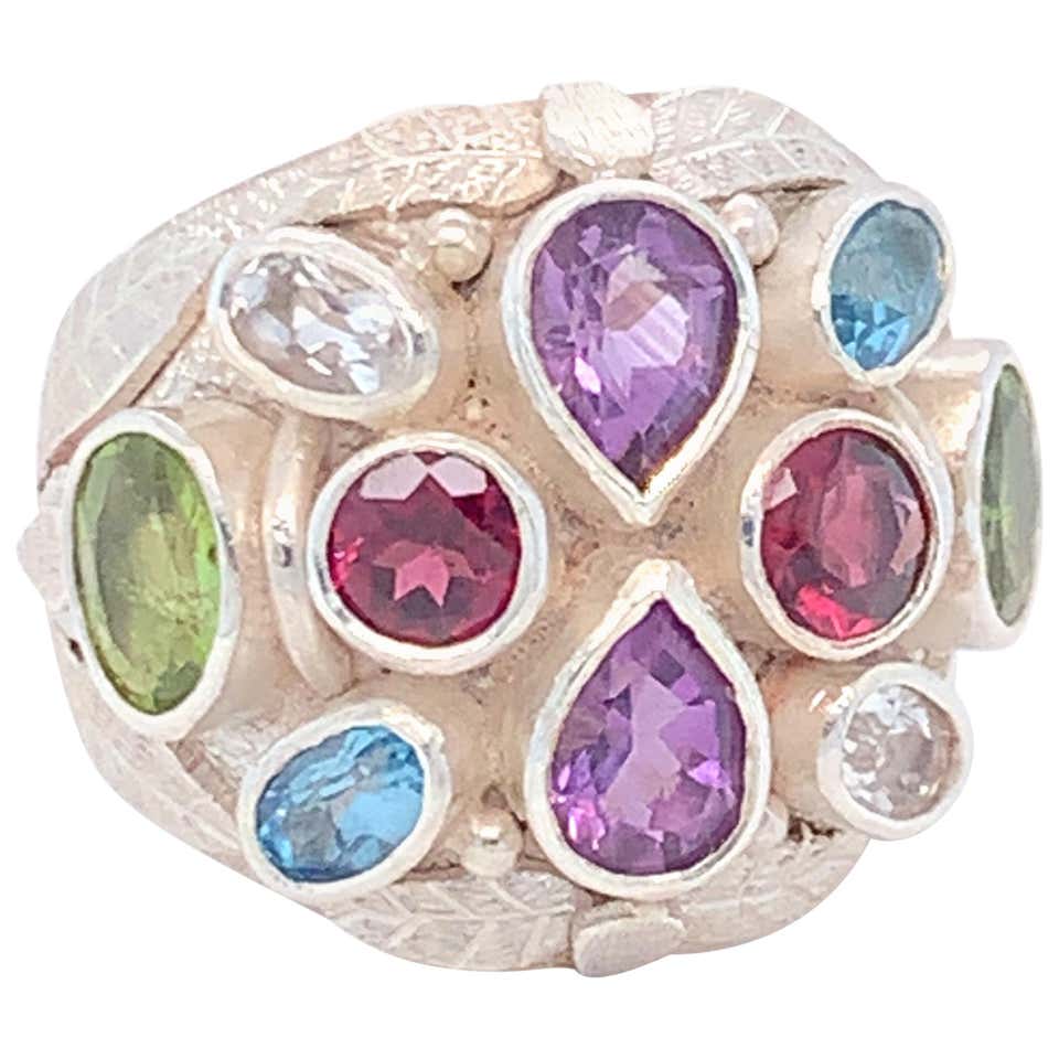 Multi-Color Stone Handcrafted Ring For Sale at 1stDibs | multi color ...
