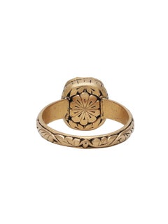 Handcrafted Natural Ruby Ring with Intricate Gold Detailing