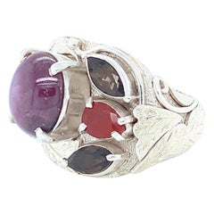 Handcrafted Natural Star Ruby One of a Kind Sterling Silver Cocktail Ring