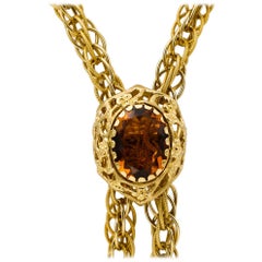 Handcrafted Necklace 25 Carat Topaz, 18 Karat Yellow Gold
