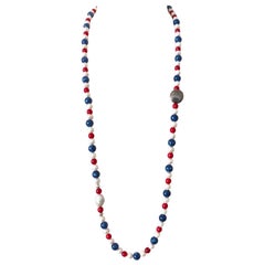 Handcrafted Necklace -Natural Lapis Lazuli, Baroque Pearls & Murano Glass - 120g