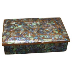 Handcrafted New Zealand Maori Paua Abalone Shell Stash Trinket Wood Box