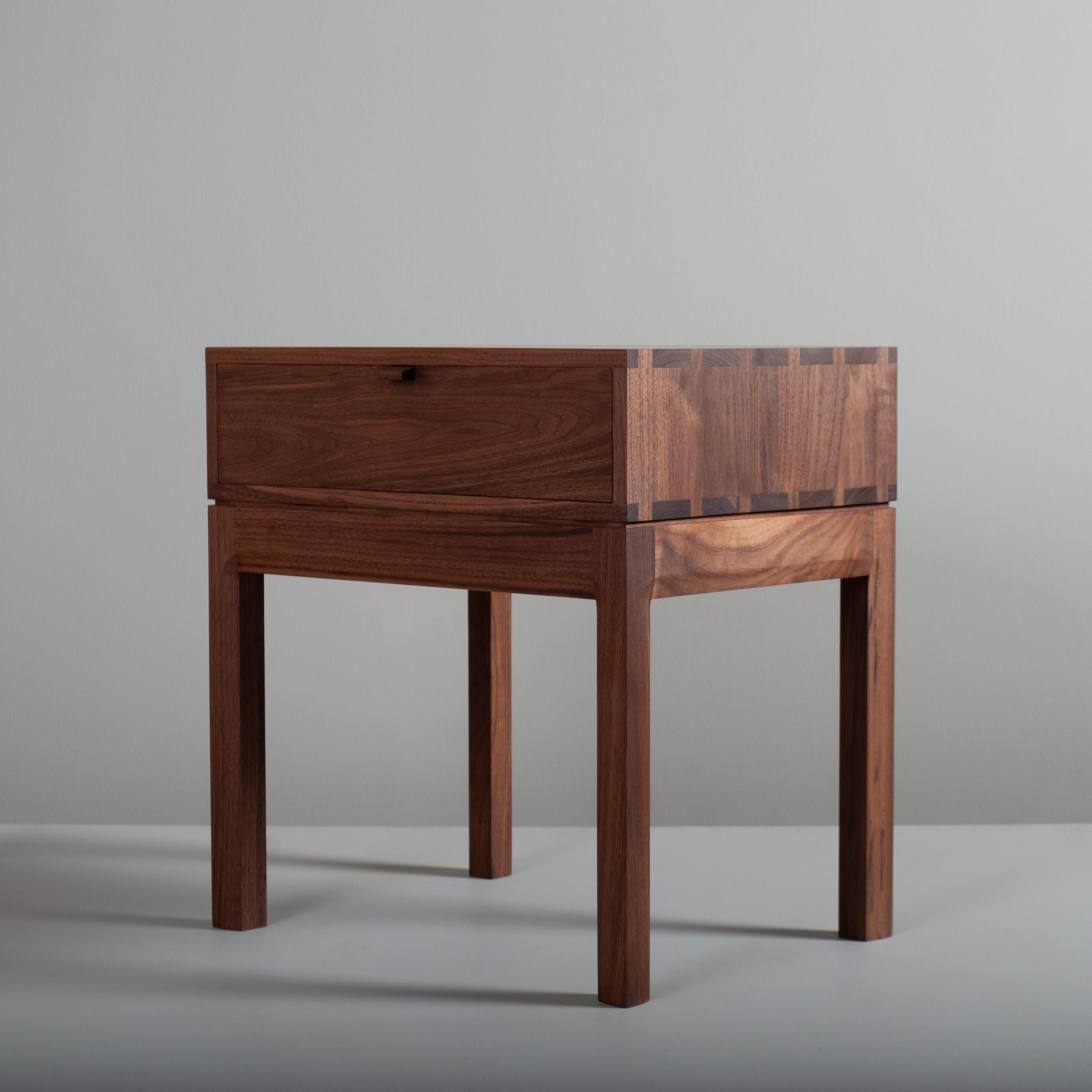 Contemporary Handcrafted Night Stand, Walnut & Oak For Sale