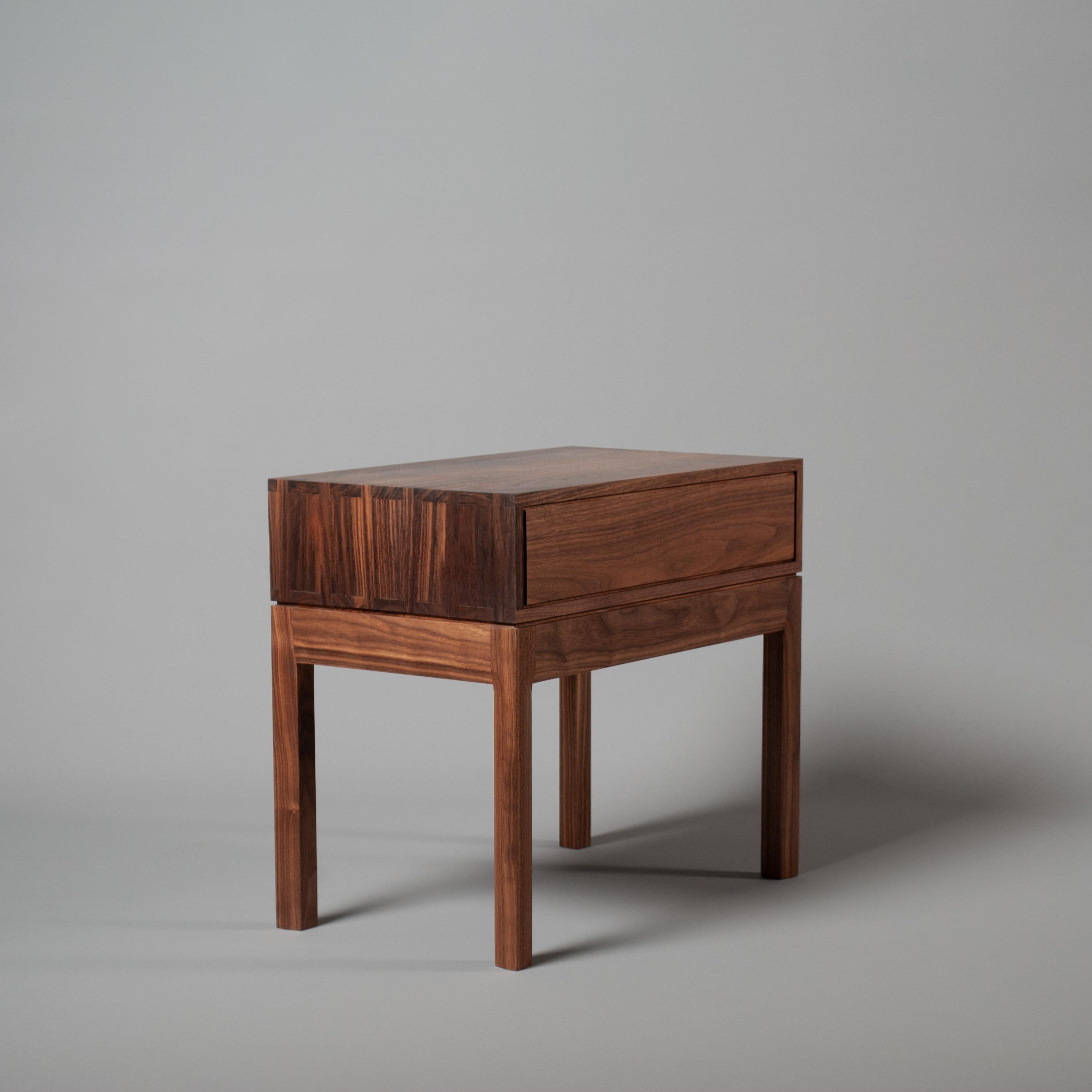 Contemporary Handcrafted Night Stand, Walnut & Oak For Sale