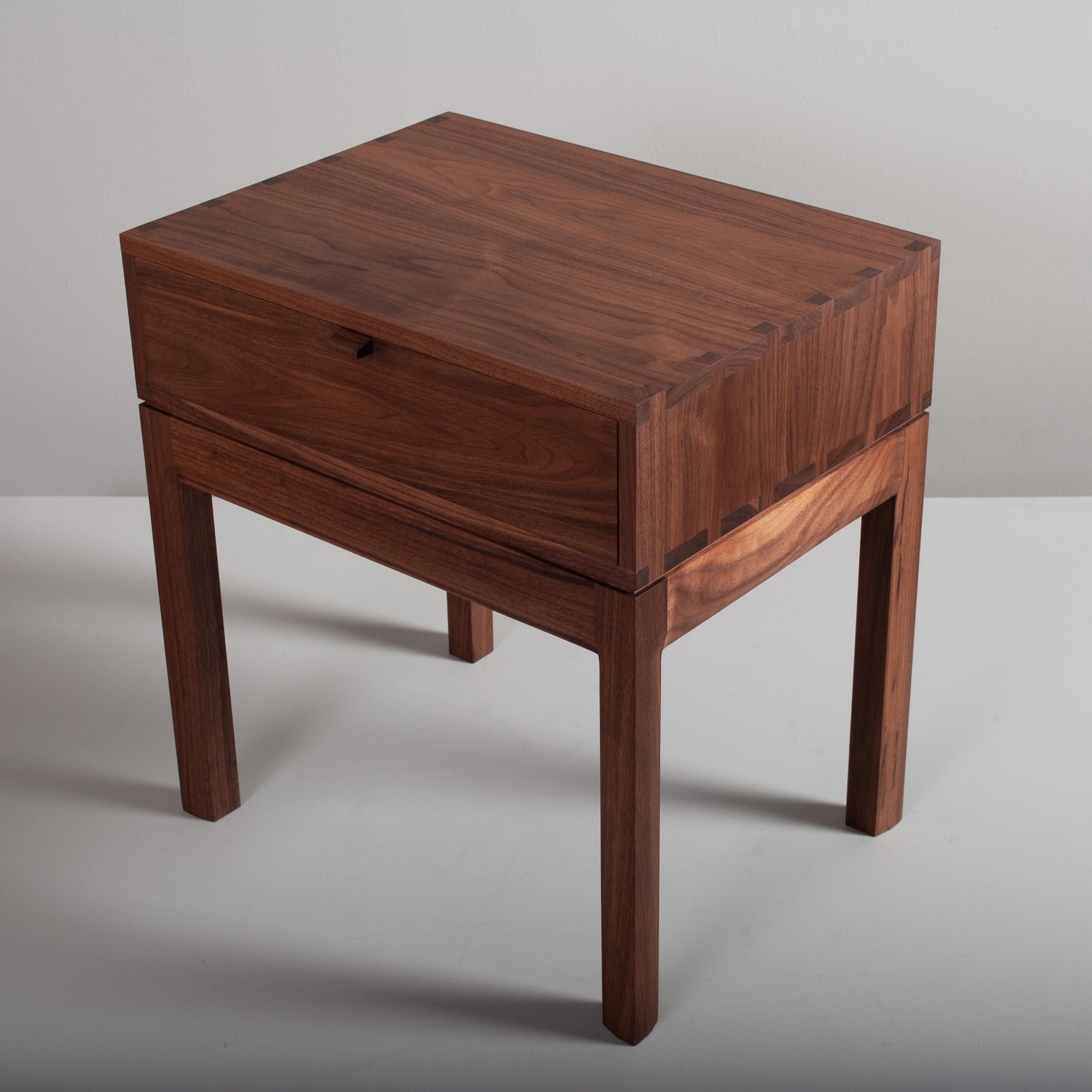 Handcrafted Night Stand, Walnut & Oak For Sale 2