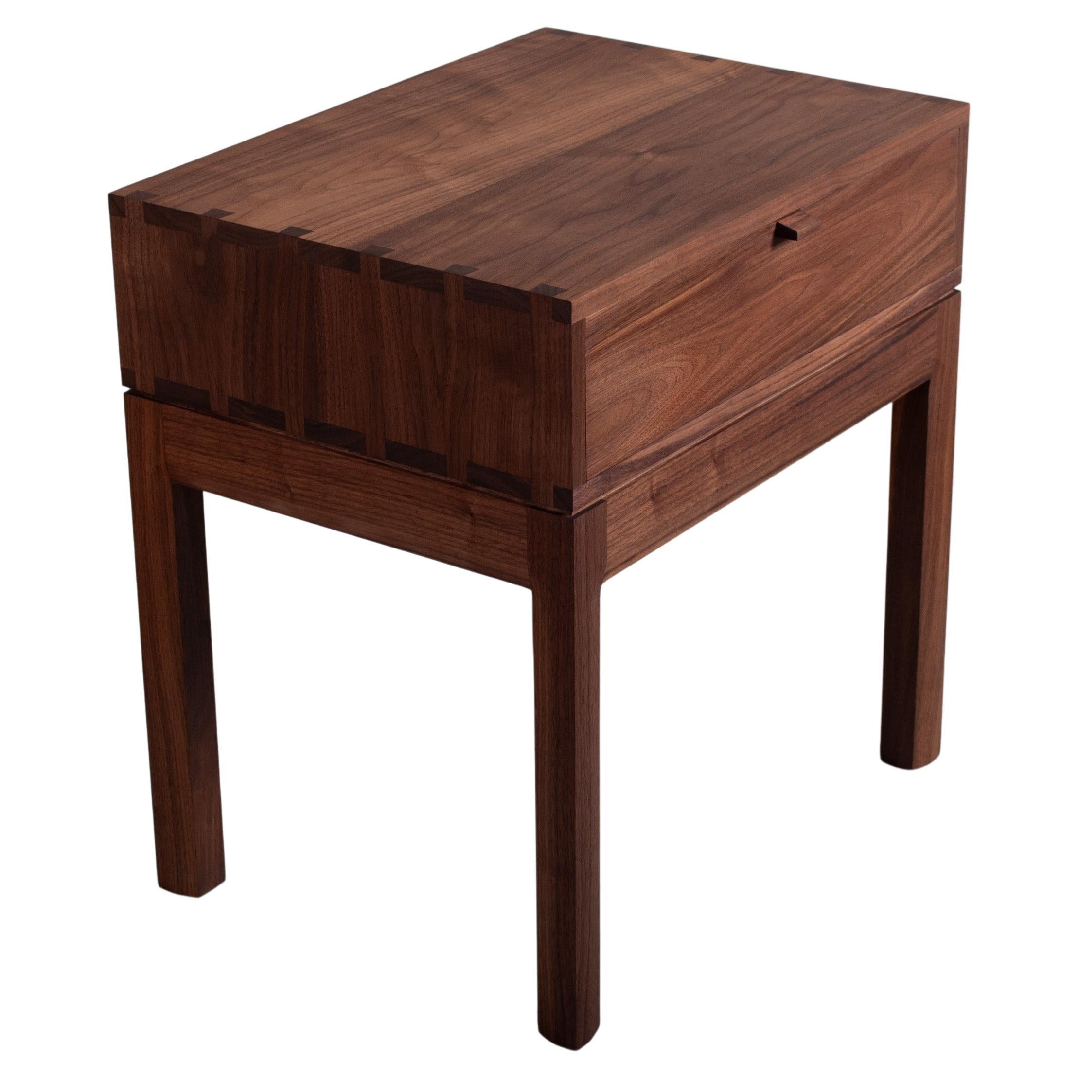 Handcrafted Night Stand, Walnut & Oak For Sale