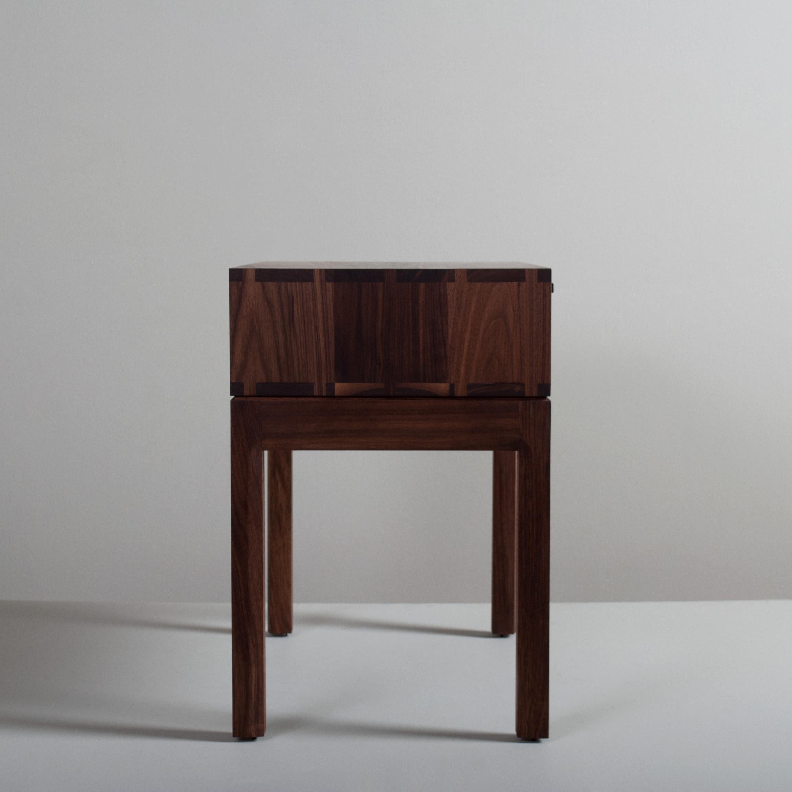 Hand-Crafted Handcrafted Nightstand, Walnut & Oak For Sale