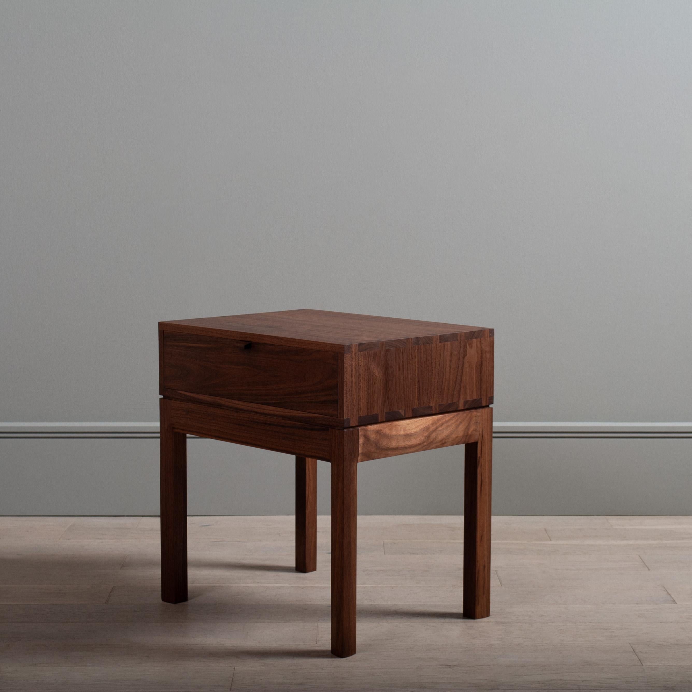 Handcrafted Nightstand, Walnut & Oak For Sale 3