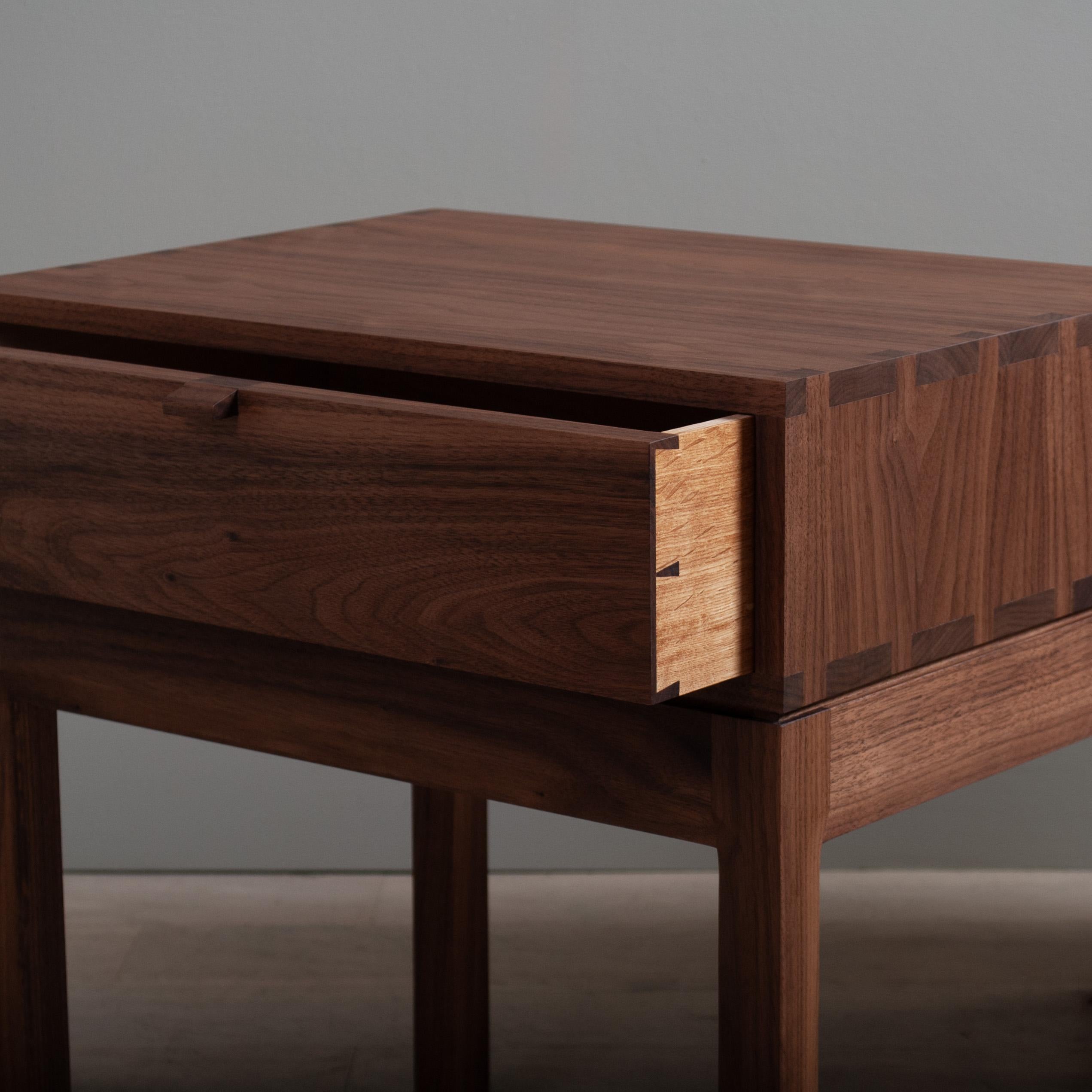 Contemporary Handcrafted Nightstand, Walnut & Oak For Sale