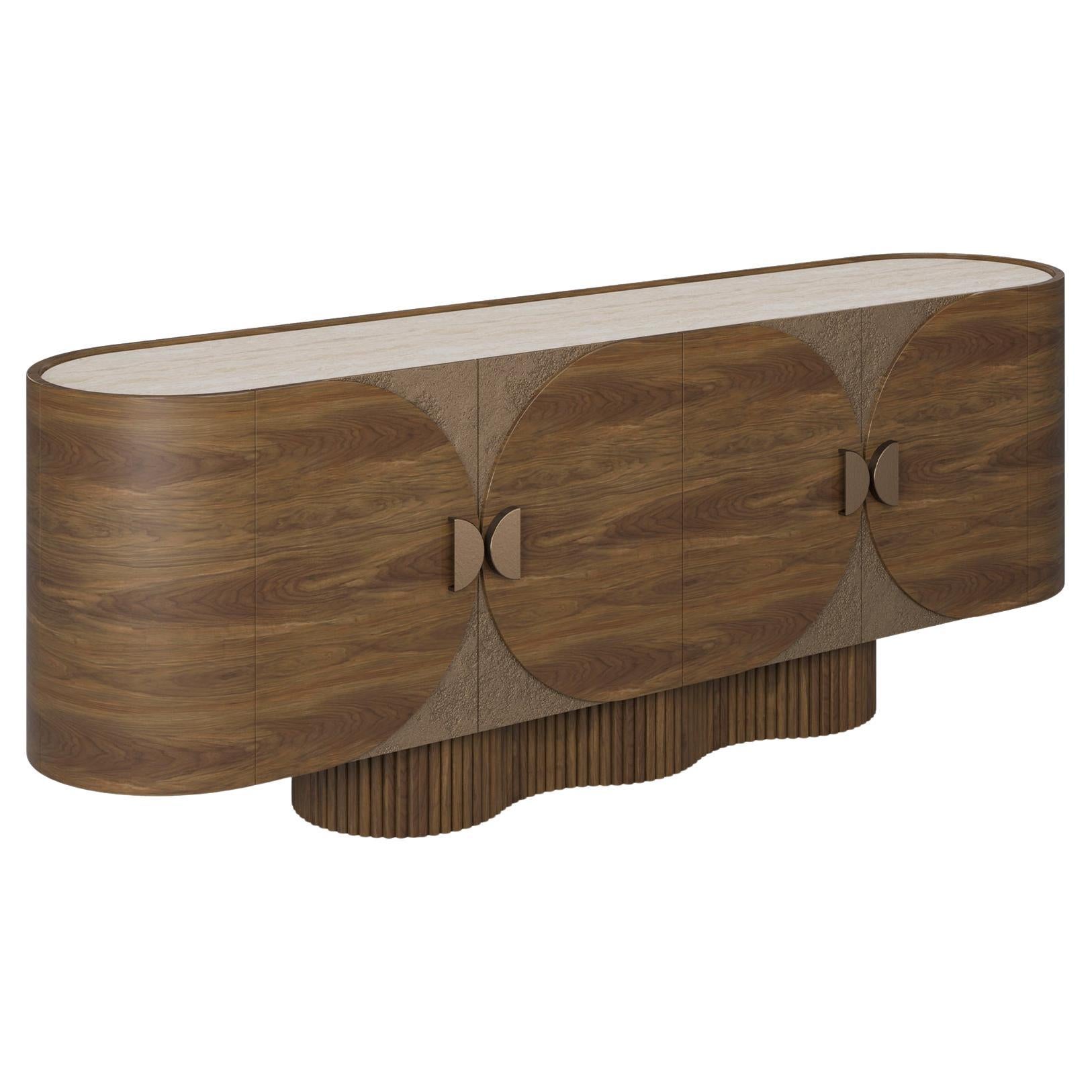 Handcrafted Ninon Sideboard in Walnut & Aged Brass Handles by Nolita Harbour