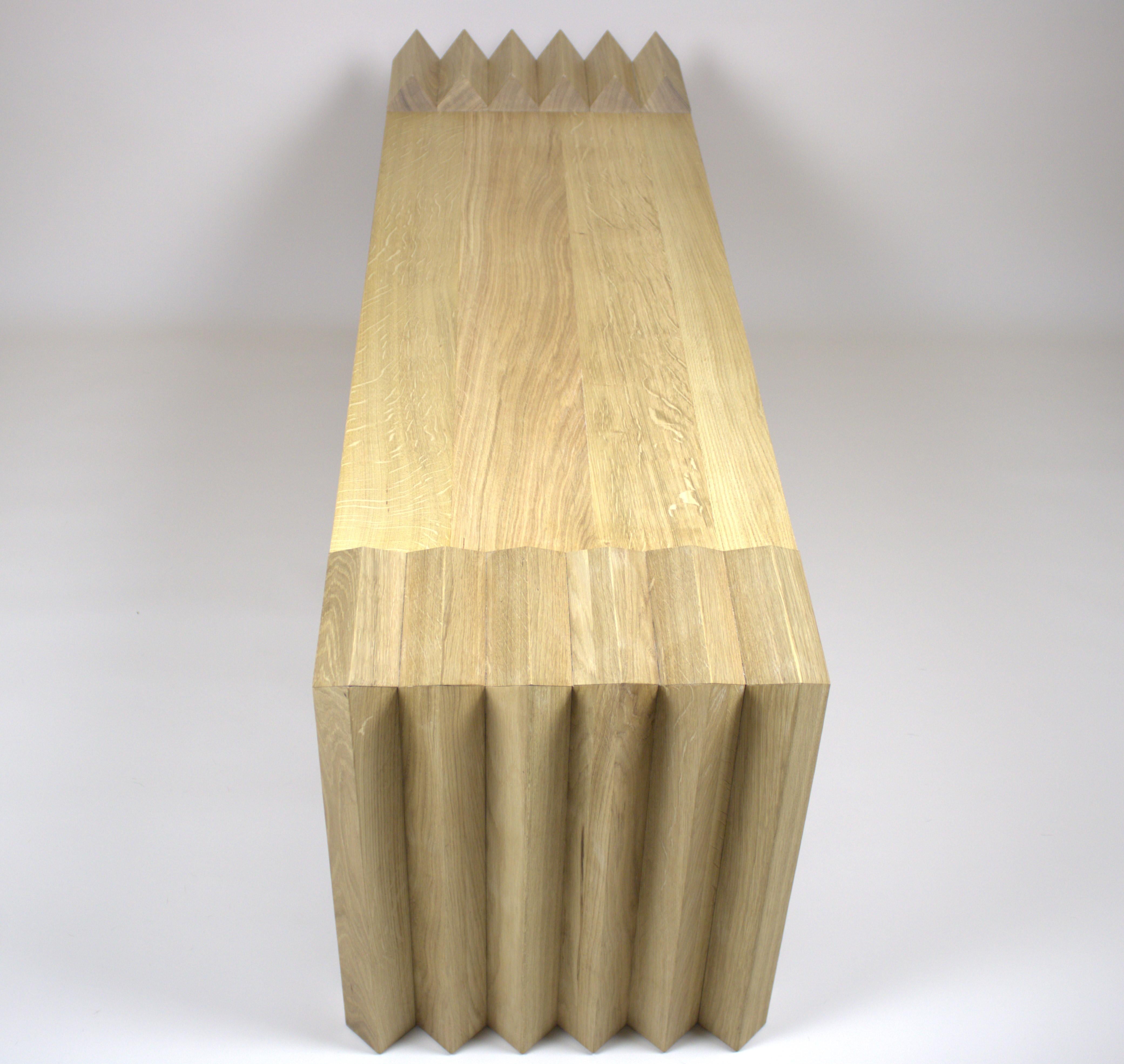 Post-Modern Handcrafted Oak Bench and Bed End For Sale