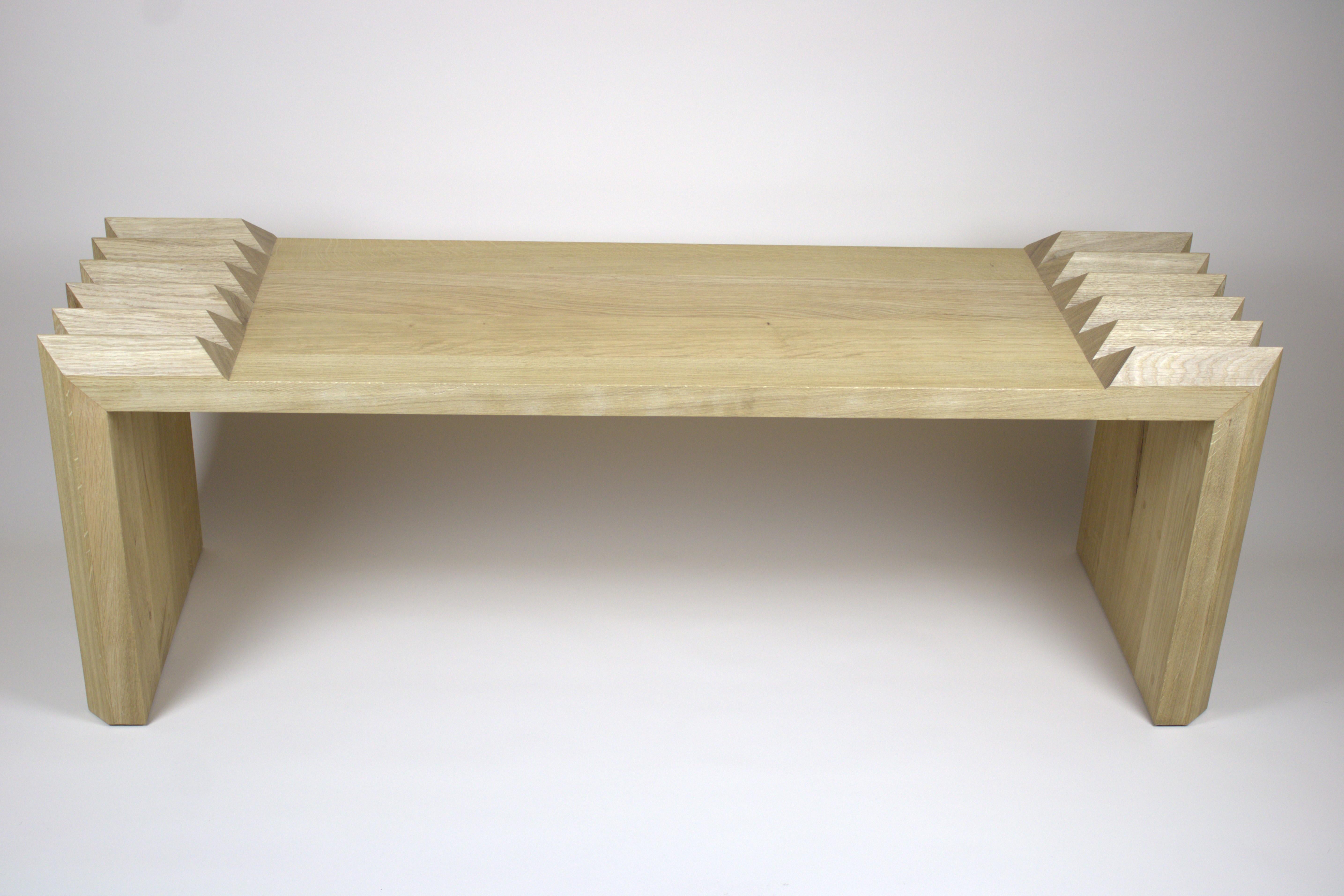 Contemporary Handcrafted Oak Bench and Bed End For Sale