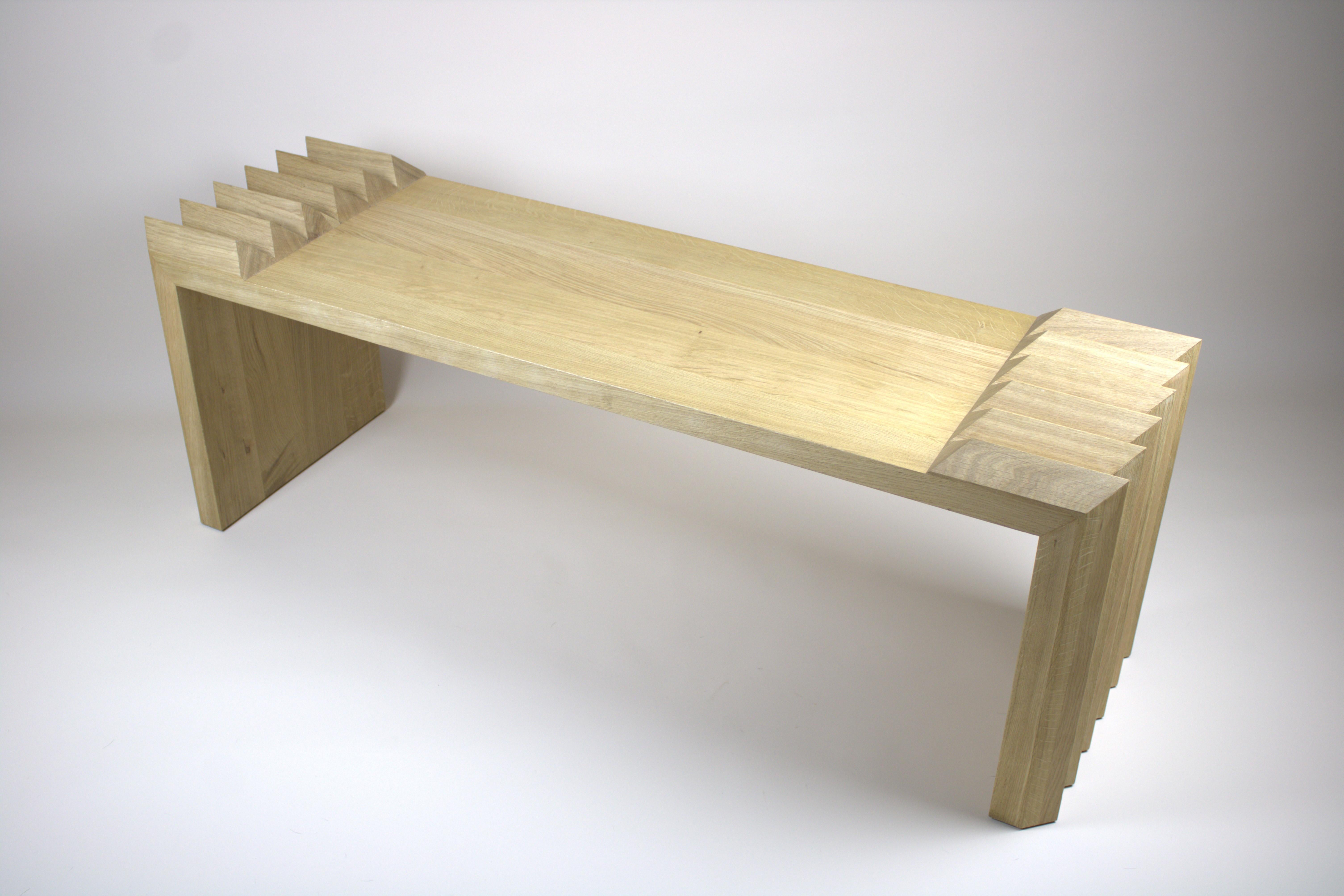 Wood Handcrafted Oak Bench and Bed End For Sale