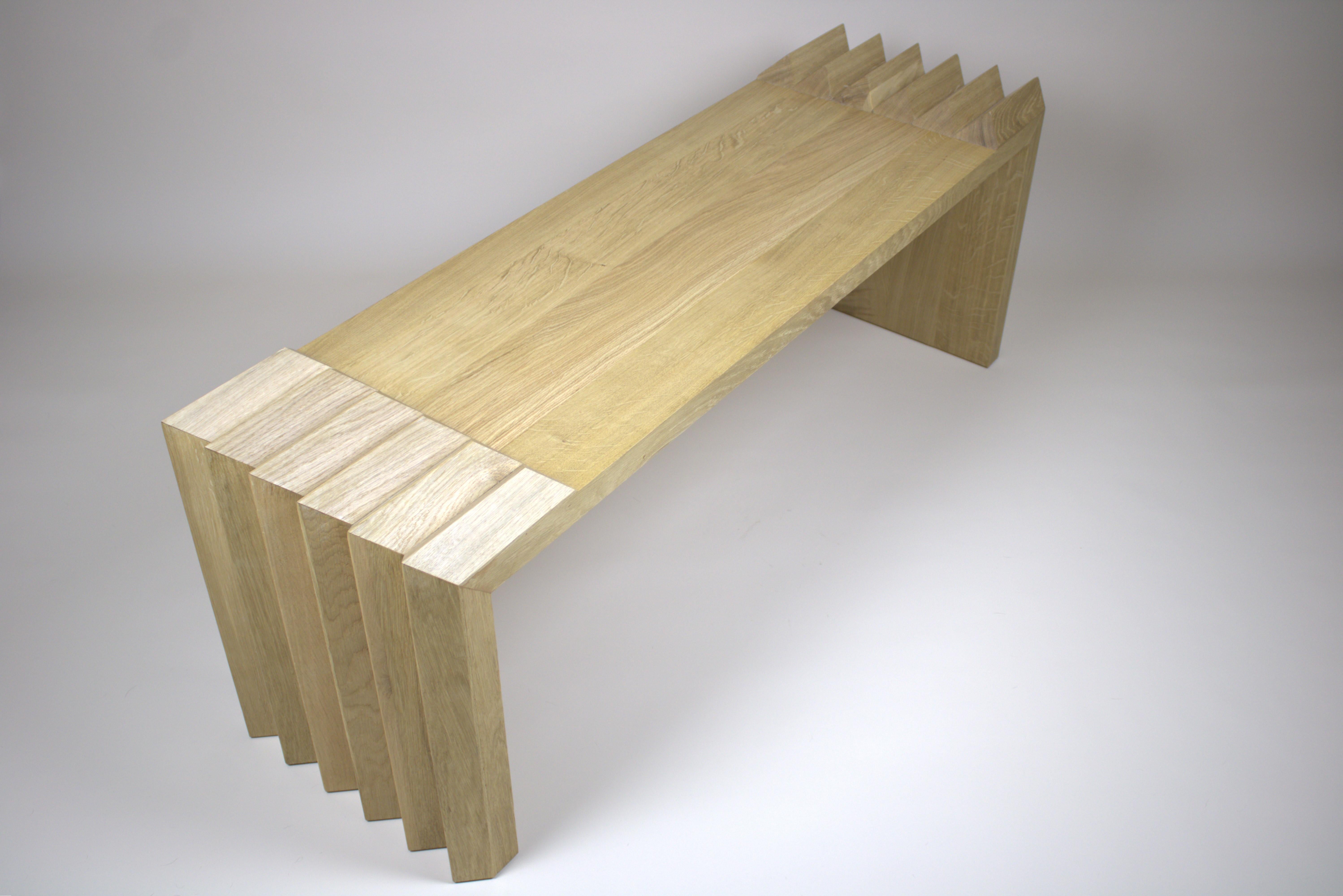 Handcrafted Oak Bench and Bed End For Sale 2