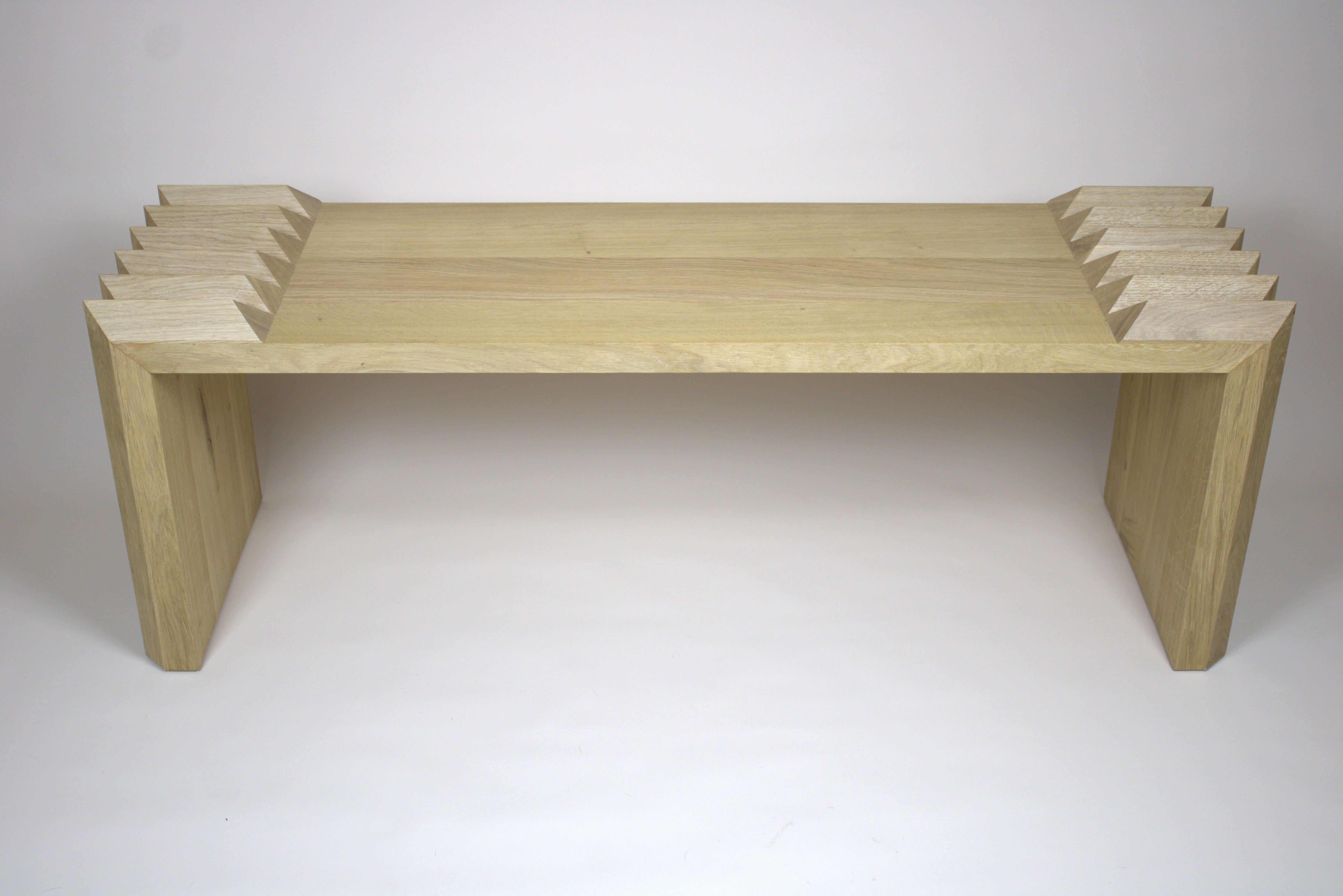 Handcrafted Oak Bench and Bed End For Sale 3