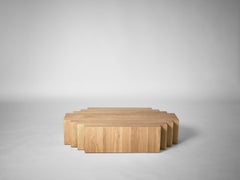 Handcrafted Oak Coffee Table, Natural French Oak, Sculptural, Brut by Mokko