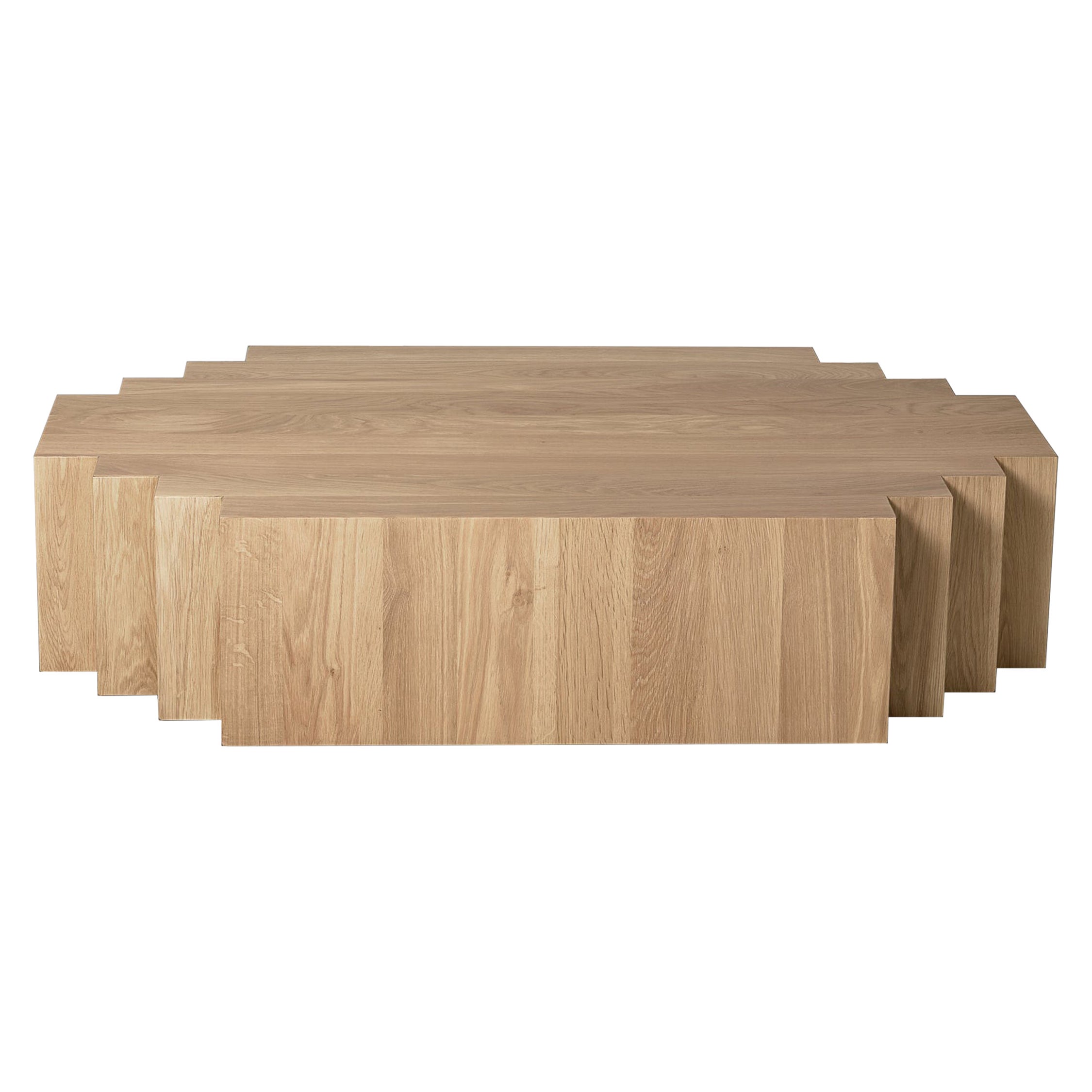 Handcrafted Oak Coffee Table, Natural French Oak, Sculptural, Brut by Mokko For Sale