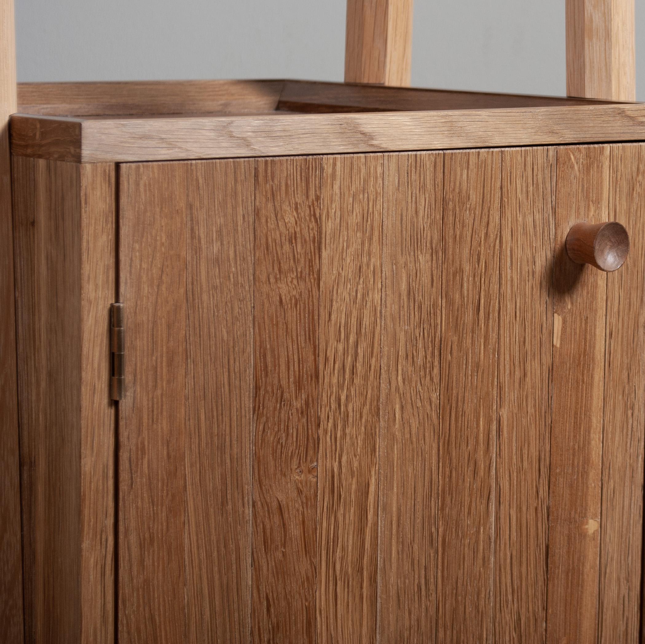 Contemporary Handcrafted Oak Hall Entry Cabinet