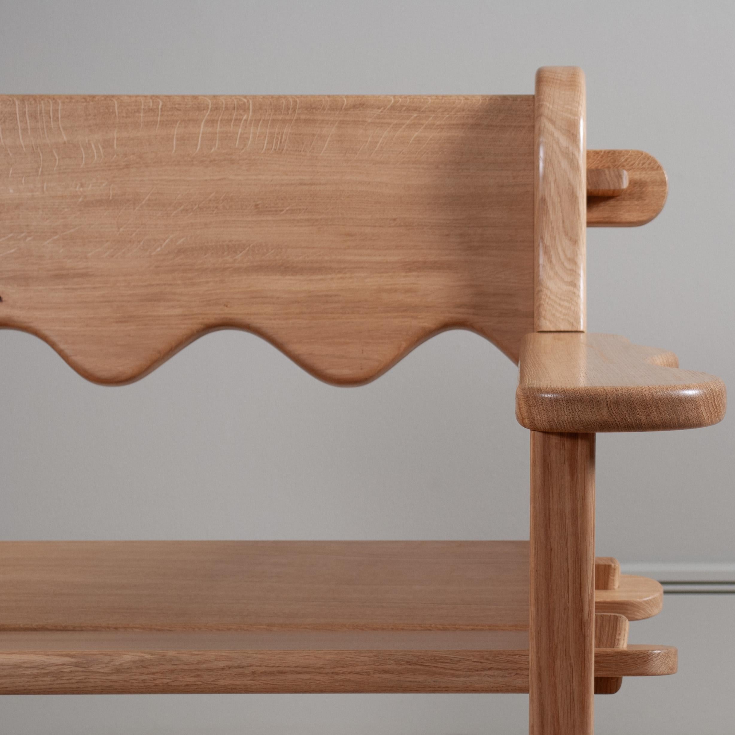 Organic Modern Handcrafted Oak Lounge Chair For Sale