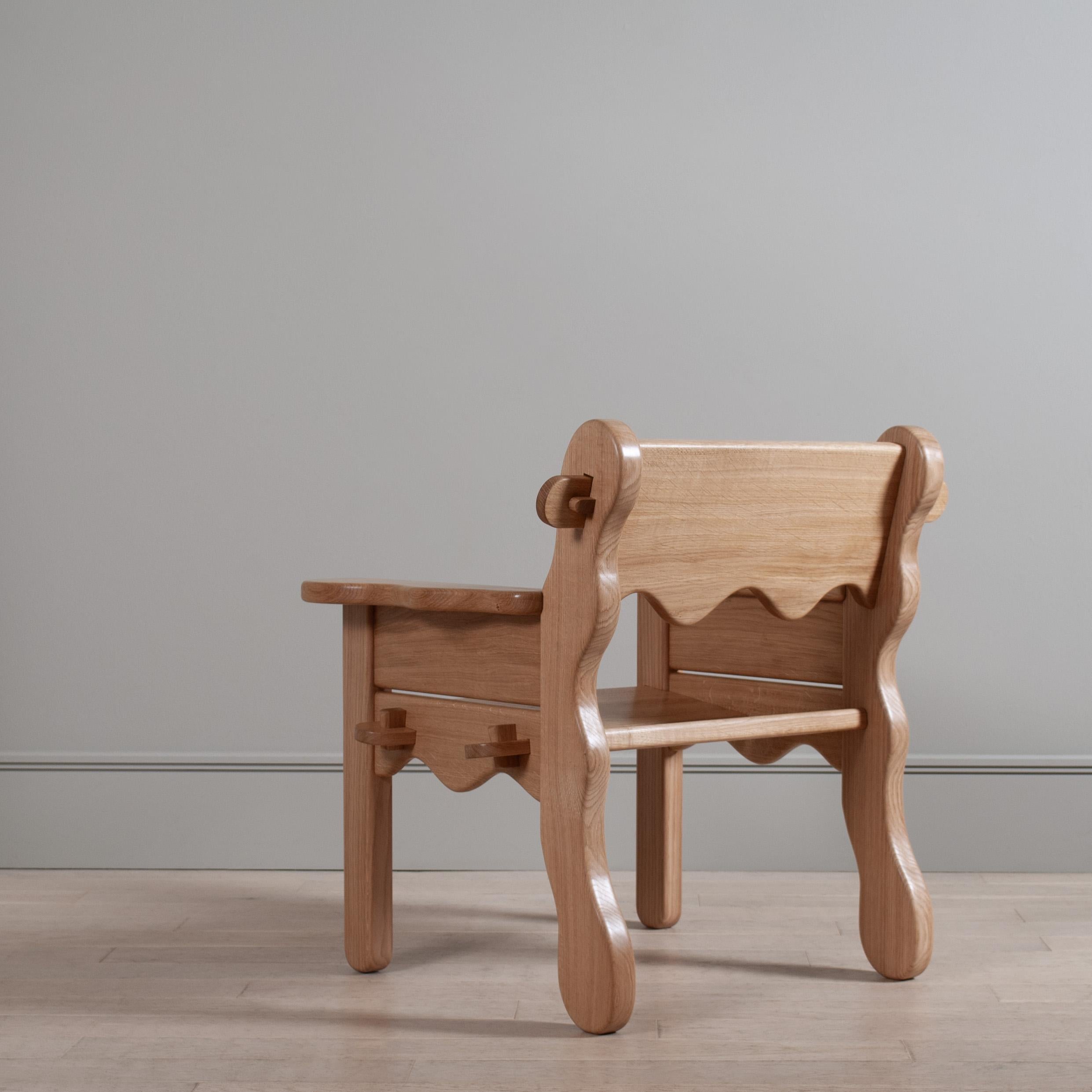 Contemporary Handcrafted Oak Lounge Chair For Sale