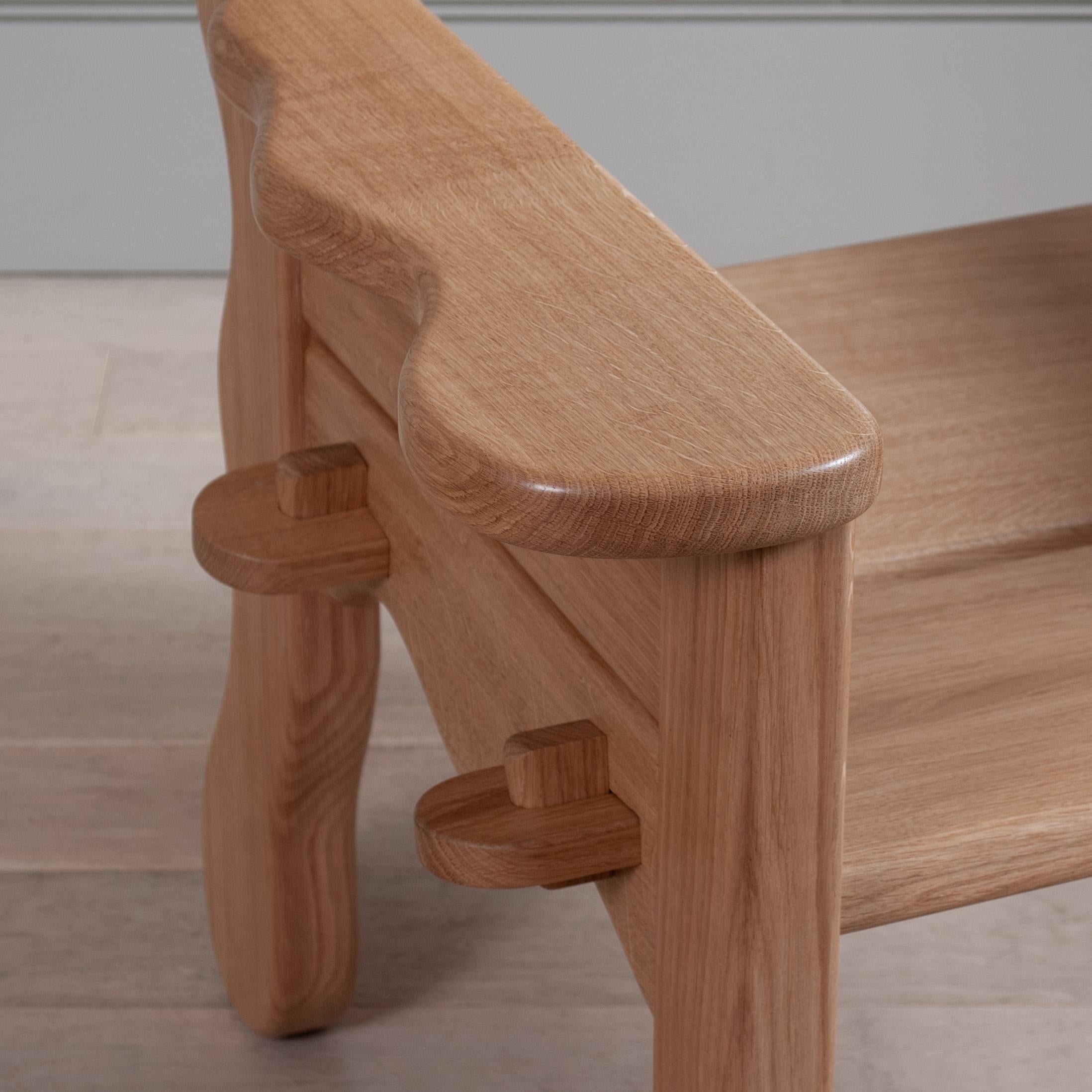 Handcrafted Oak Lounge Chair For Sale 2