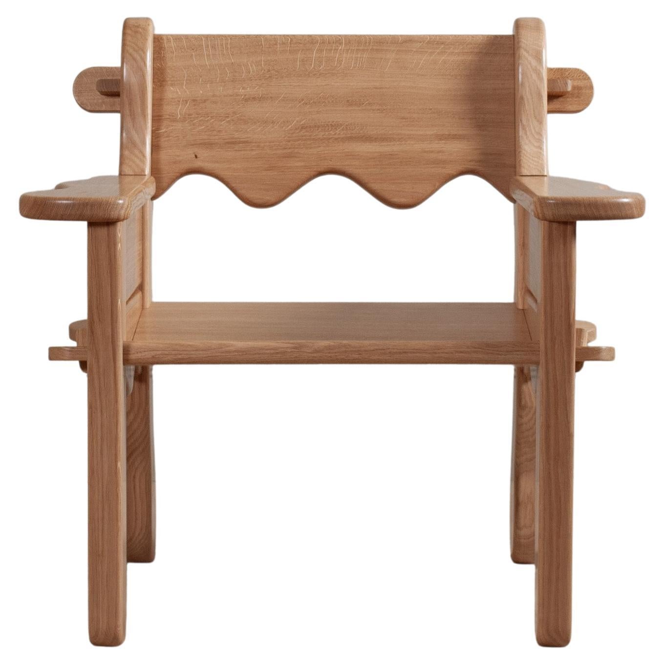 Handcrafted Oak Lounge Chair For Sale