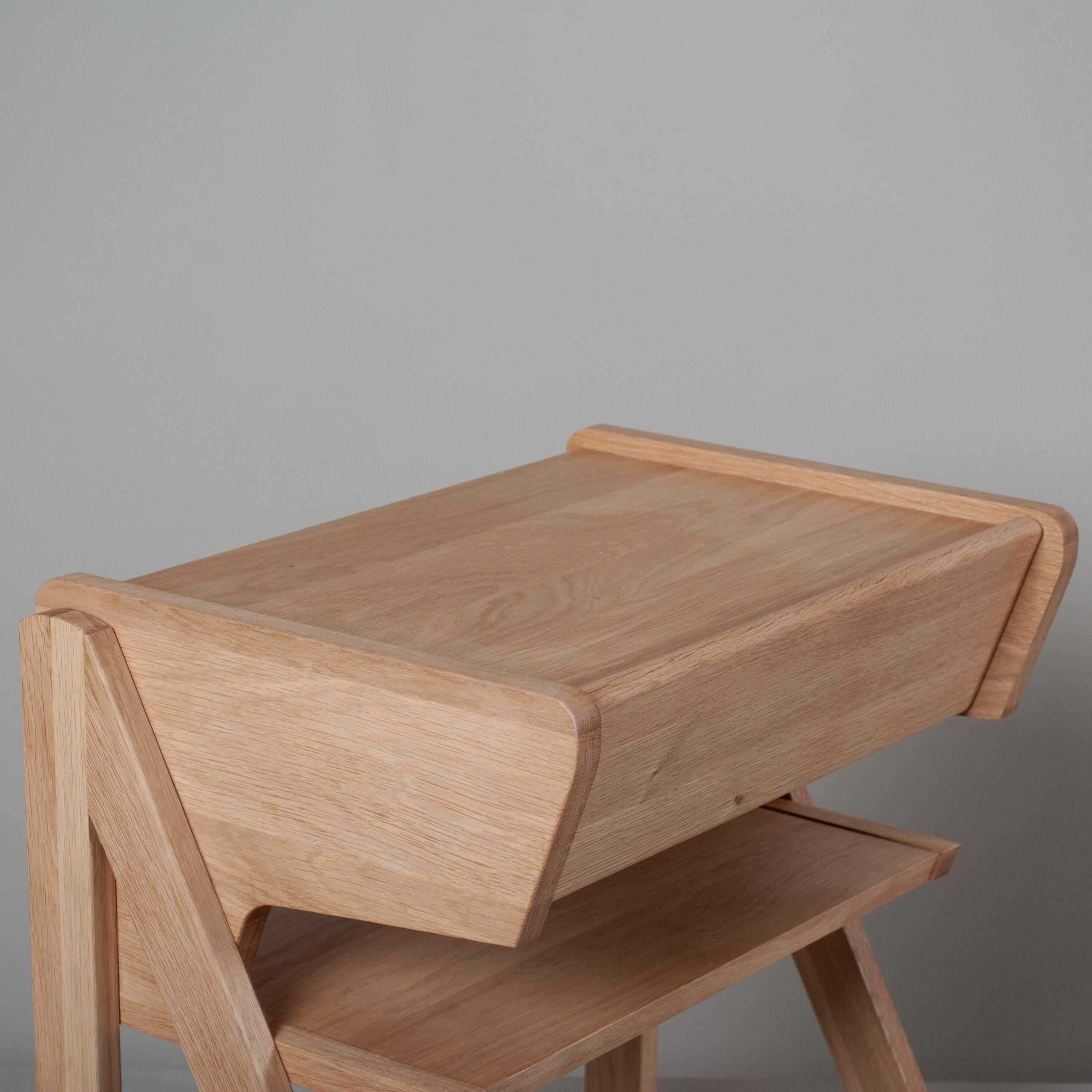 Contemporary Handcrafted Oak Night Stand For Sale