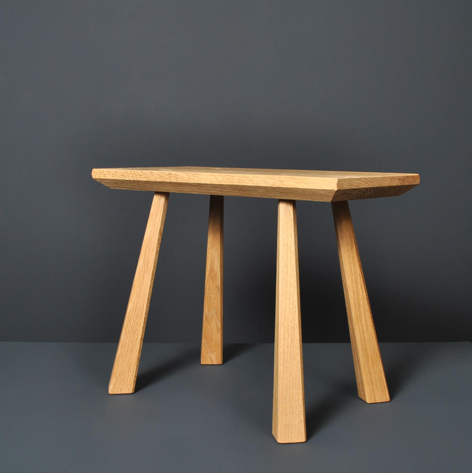 Modern Handcrafted Oak Single Seat Bench For Sale