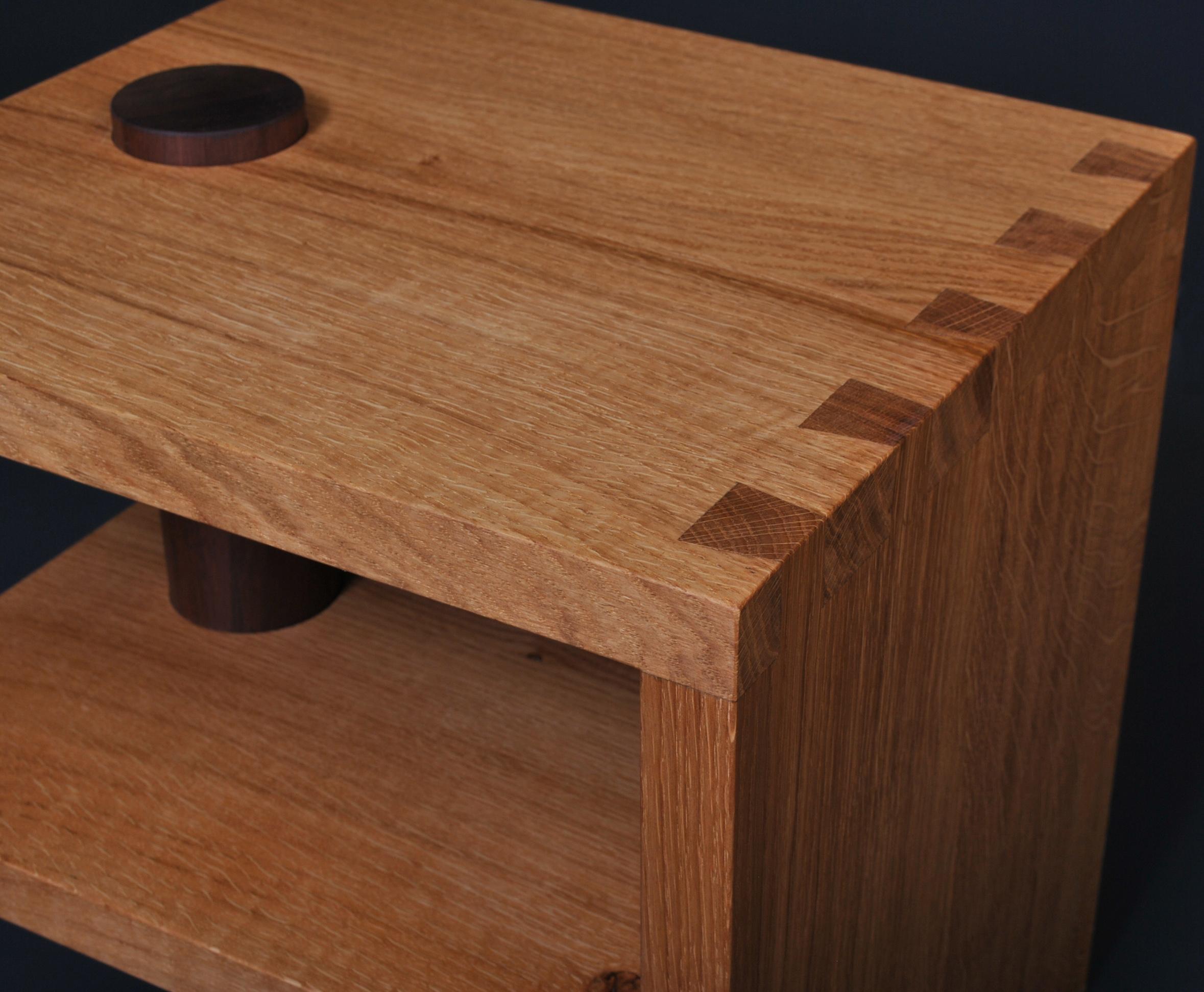 English Handcrafted Oak & Walnut End Table For Sale