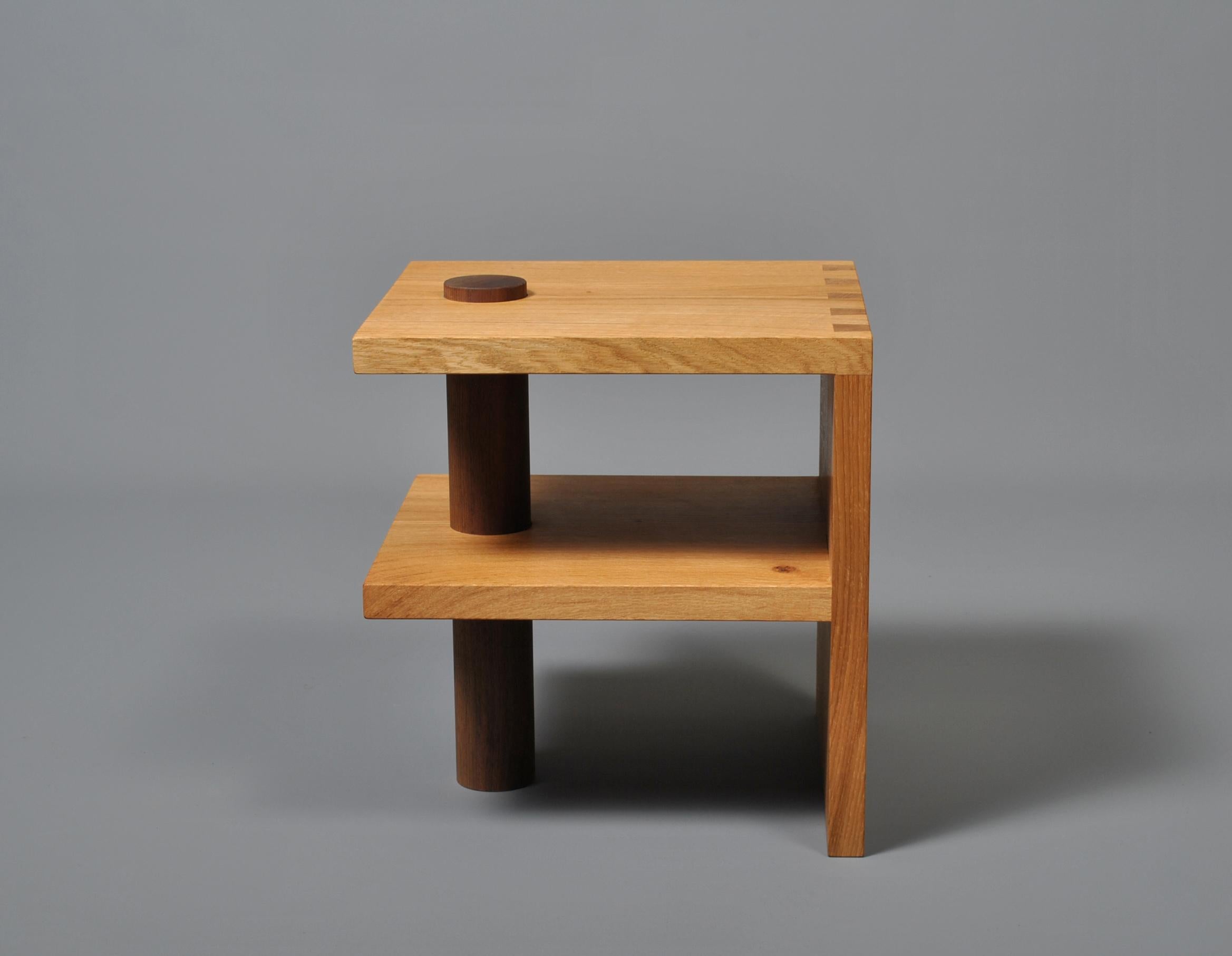 Hand-Crafted Handcrafted Oak & Walnut End Table For Sale