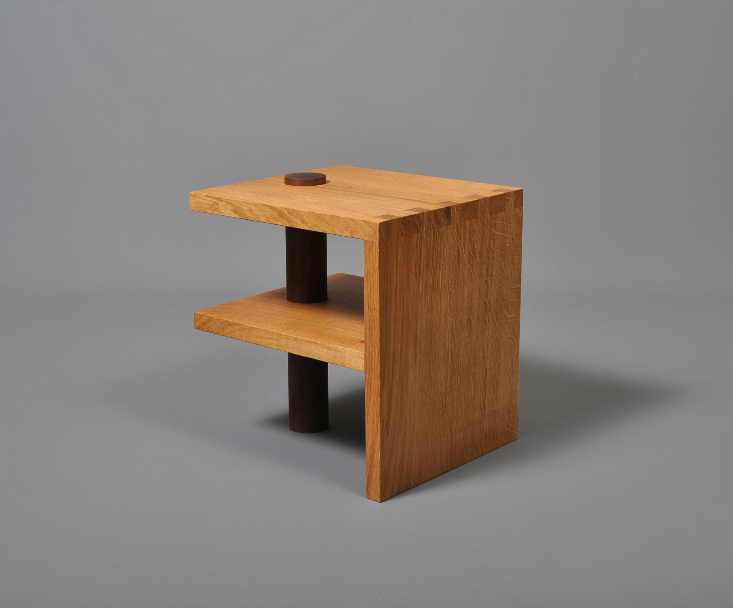 Handcrafted Oak & Walnut End Table In New Condition For Sale In London, GB