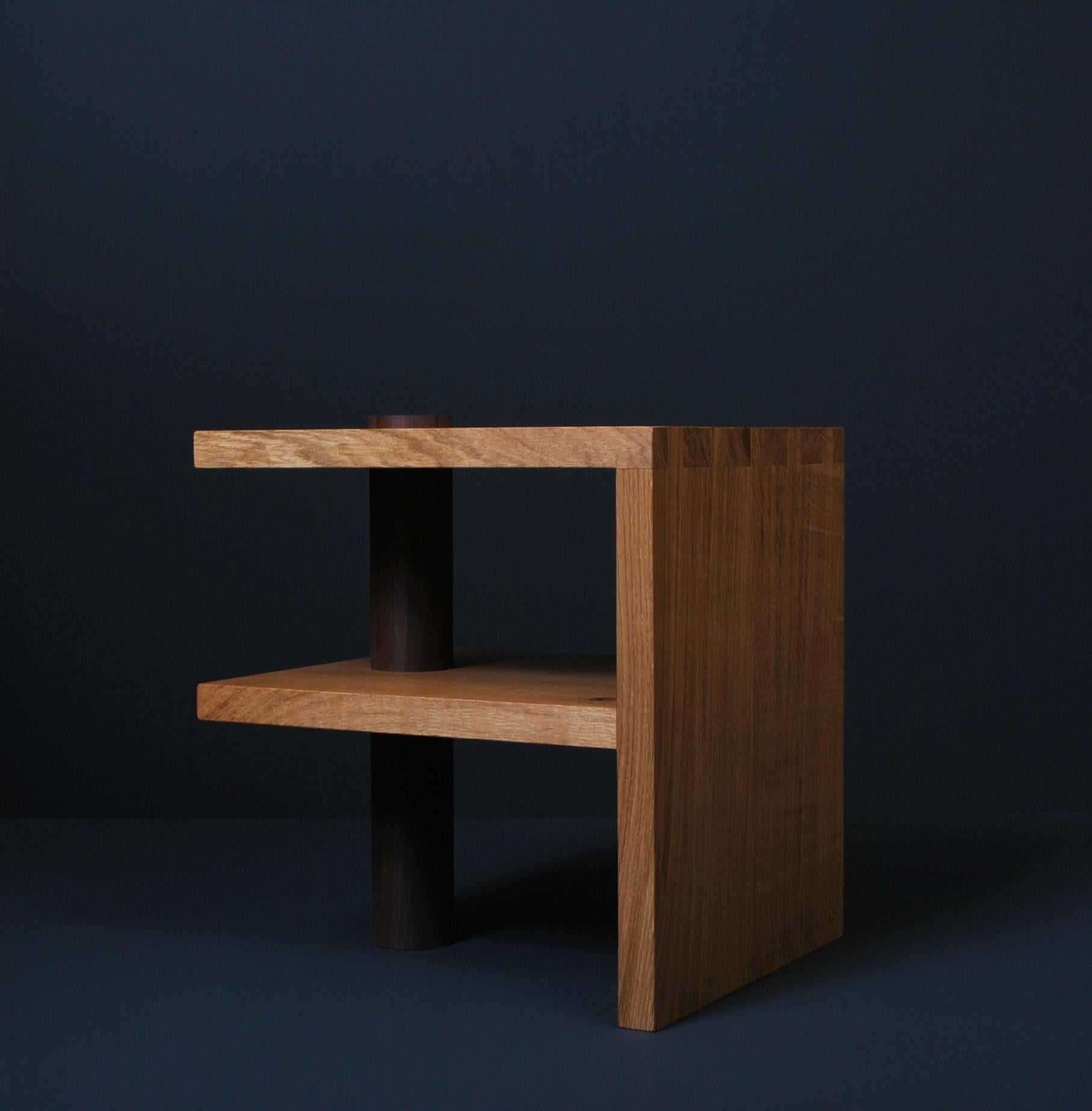 Handcrafted Oak & Walnut End Table In New Condition In London, GB