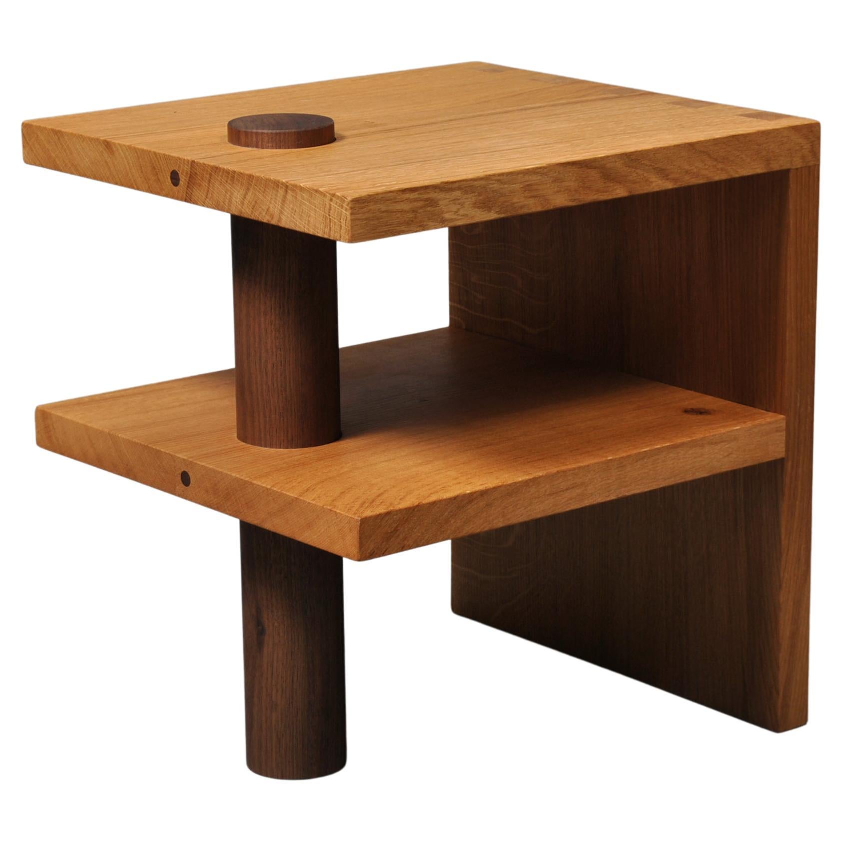 Handcrafted Oak & Walnut End Table For Sale