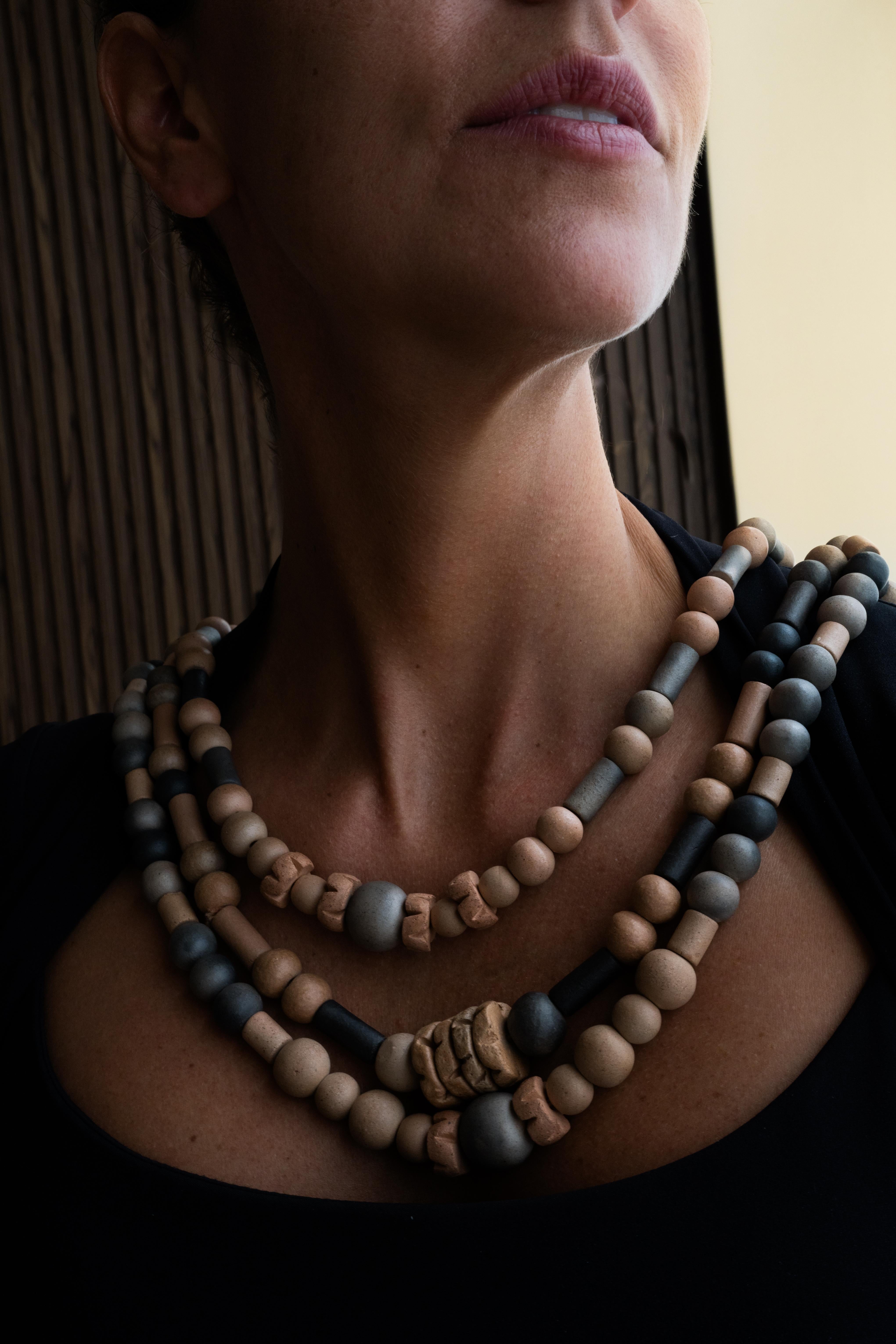 Handcrafted Oaxacan Clay Necklace Authentic Native Mexican Artisan Jewelry For Sale 3