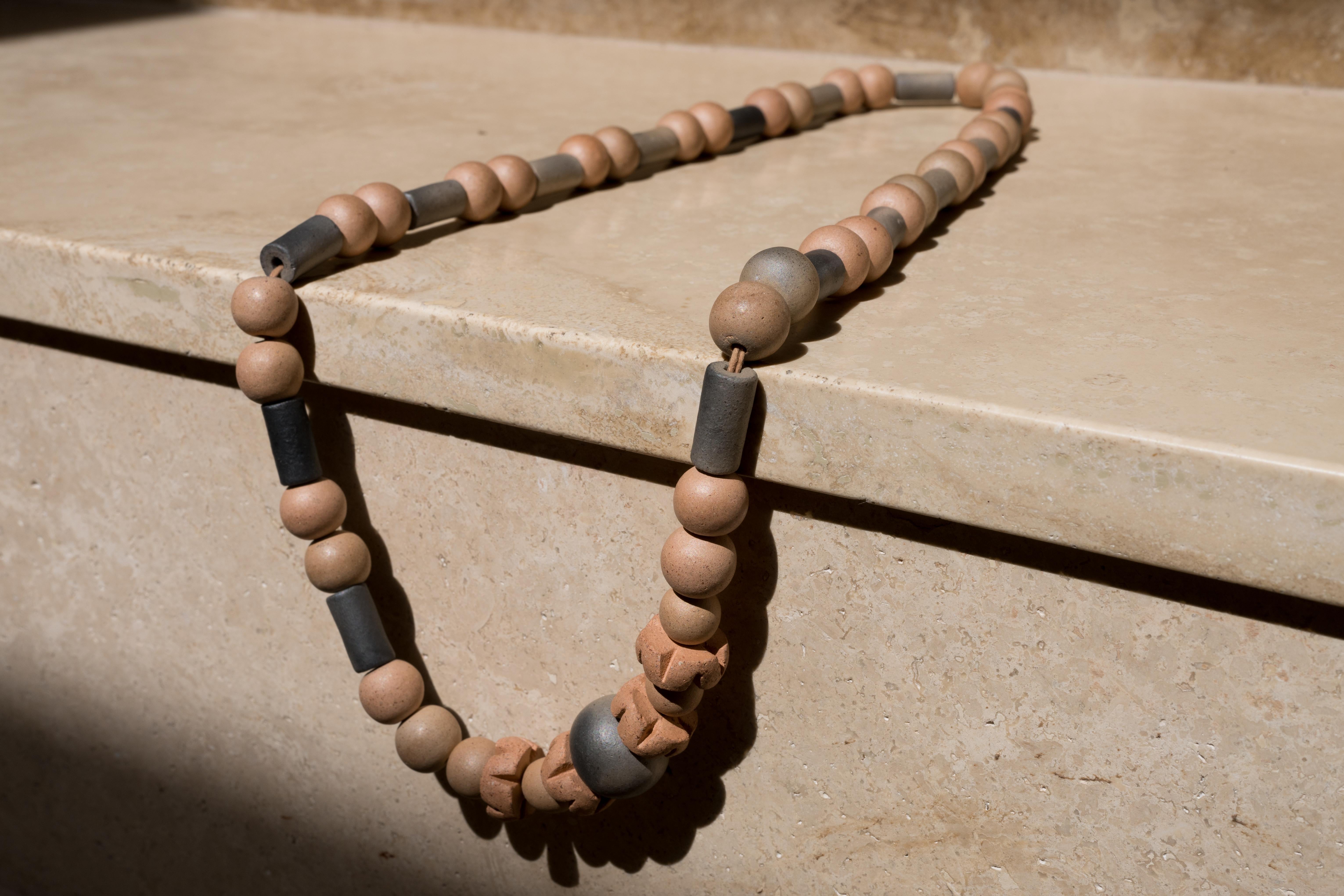Organic Modern Handcrafted Oaxacan Clay Necklace Authentic Native Mexican Artisan Jewelry For Sale