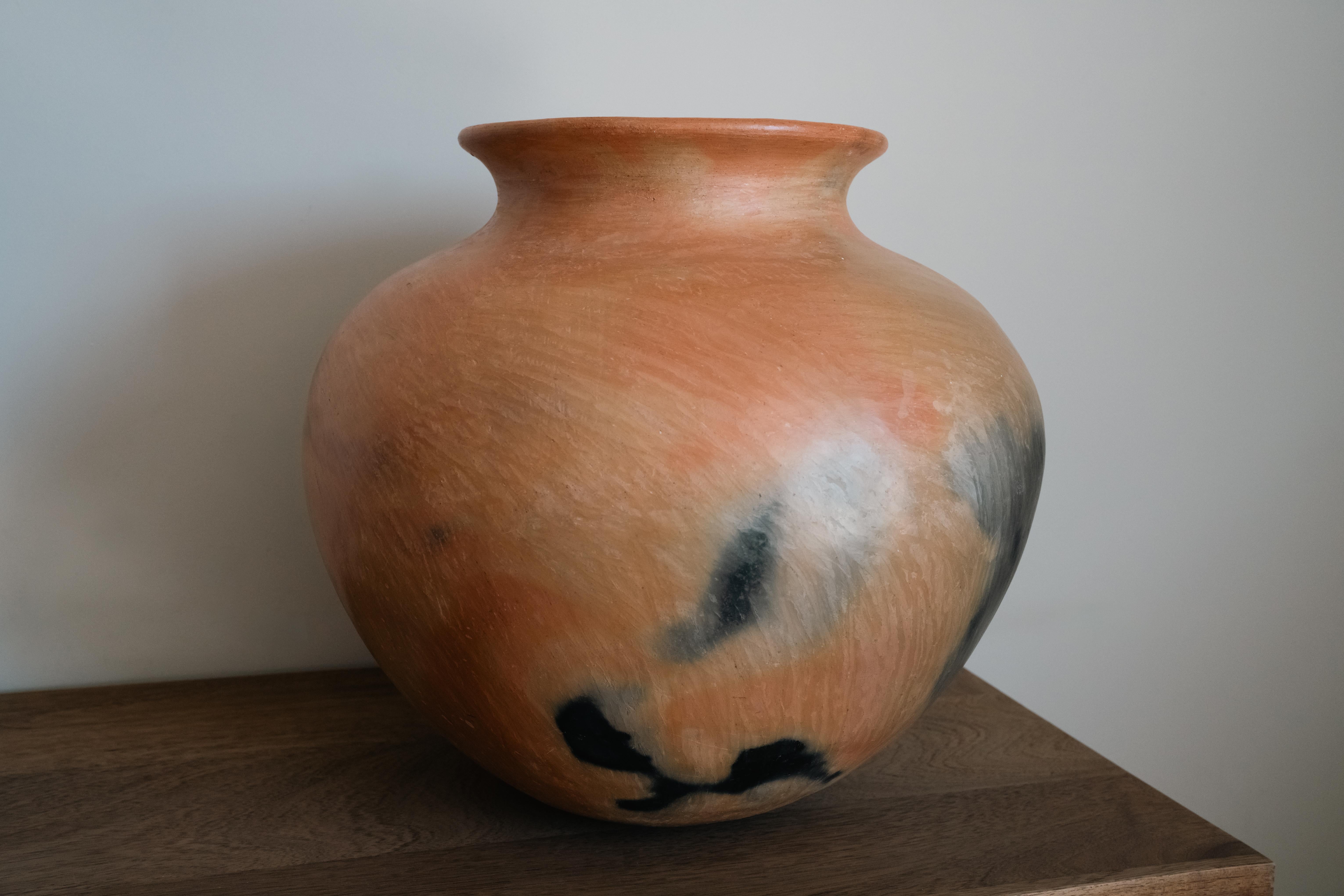 XXI secolo e contemporaneo Vaso artigianale in argilla di Oaxacan Vaso artigianale messicano Vaso d'acqua Decor Ceramica in vendita