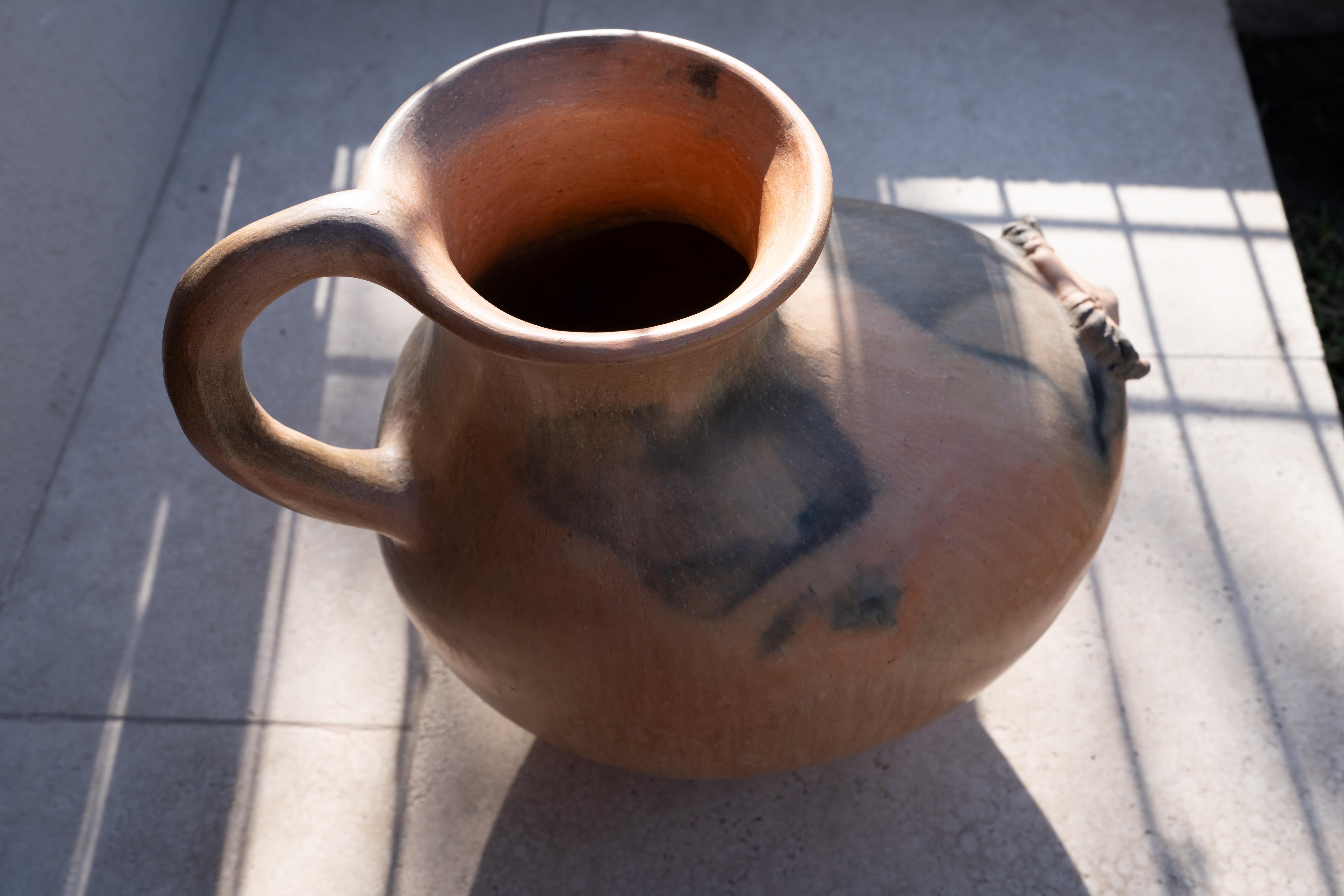 Vasija de barro artesanal oaxaqueña Nativo mexicano Jarrón artesanal oaxaqueño Decoración acuática Hecho a mano en venta