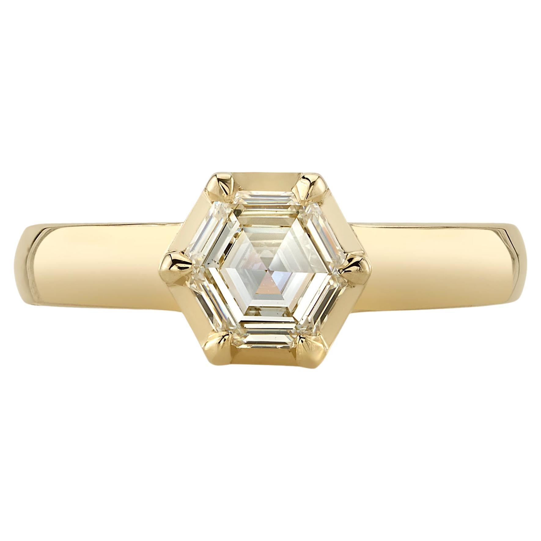 Handcrafted Odette Hexagonal Step Cut Diamond Ring by Single Stone For Sale