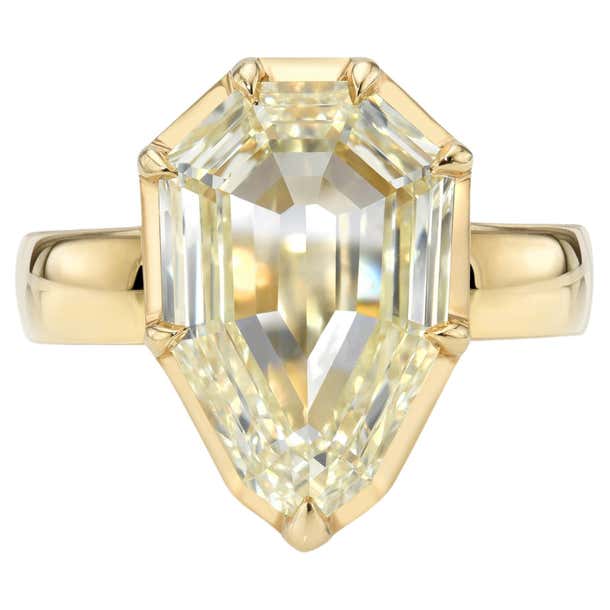 Step Cut Riing Handcrafted Odette Modified Pear Step Cut Diamond Ring by Single Stone ...