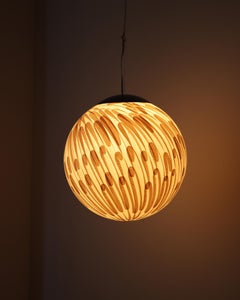 Handcrafted of Wood Shavings Pendant Lamp by Theophane Ingold, Shavings Sphere