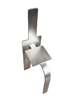 Handgefertigter, einzigartiger Collectional-Hocker / gebürsteter Steele