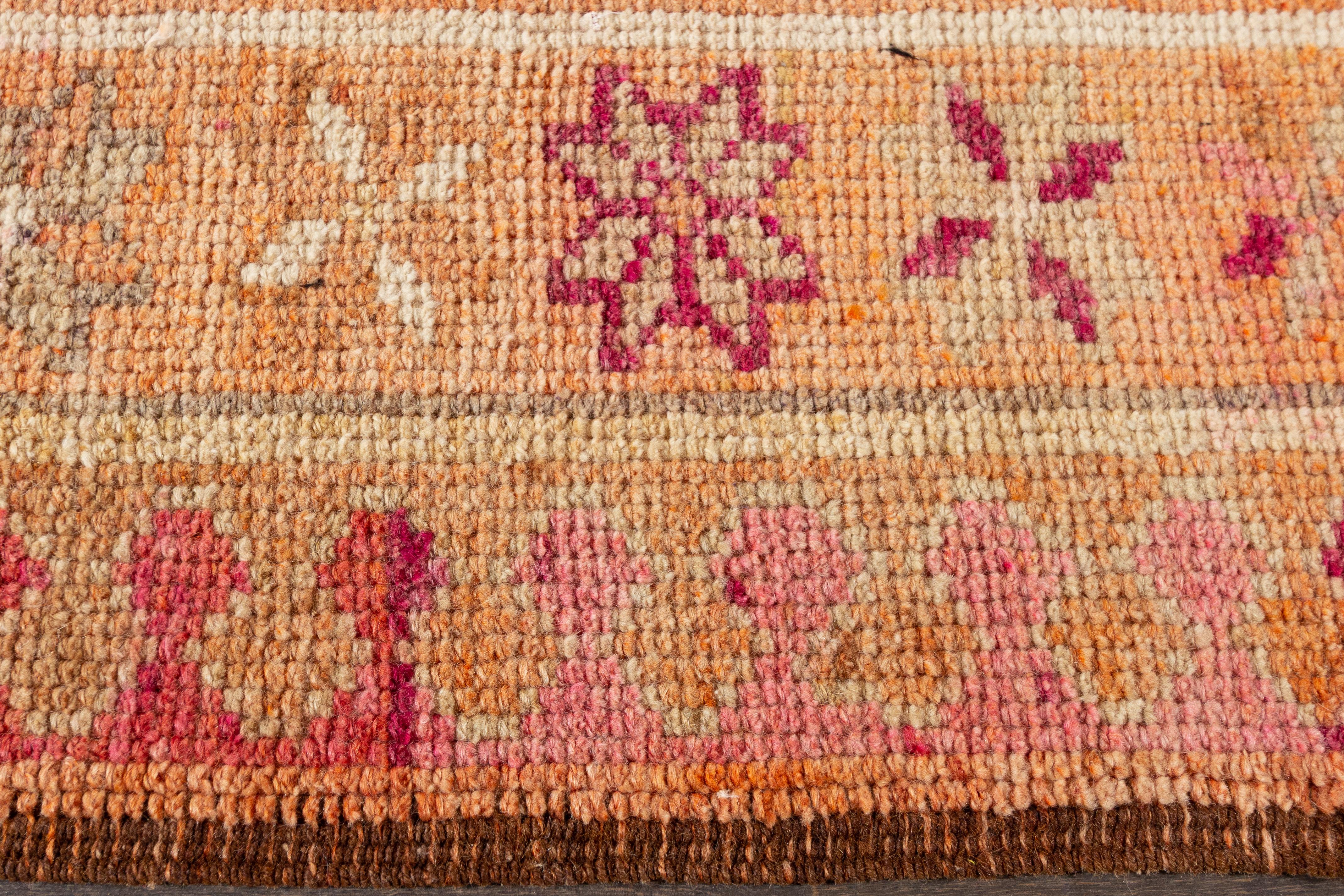 Traves de Mesa de Lana de Anatolia Turca Vintage Naranja Hecha a Mano en Excelente estado para la venta en Norwalk, CT