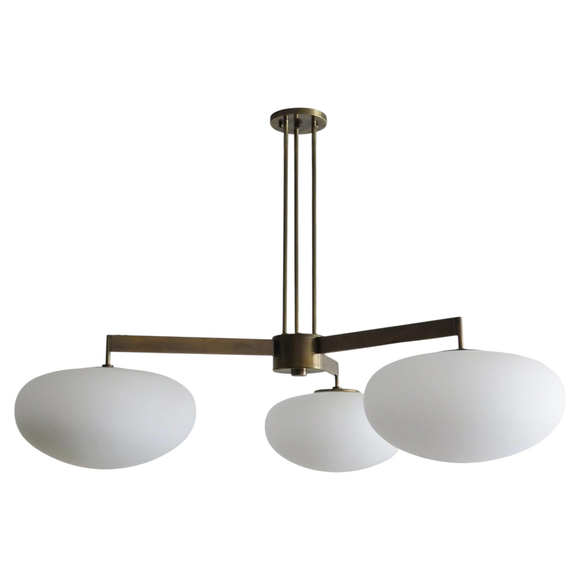 Pre-owned Gallery L7 Handcrafted Orbit-40 Brass Chandelier By  In Clear