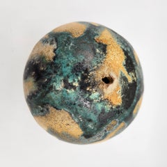 Handcrafted Organic Ceramic Weed Pot with Teal and Iron Drip Glaze