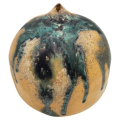 Handcrafted Organic Ceramic Weed Pot with Teal and Iron Drip Glaze
