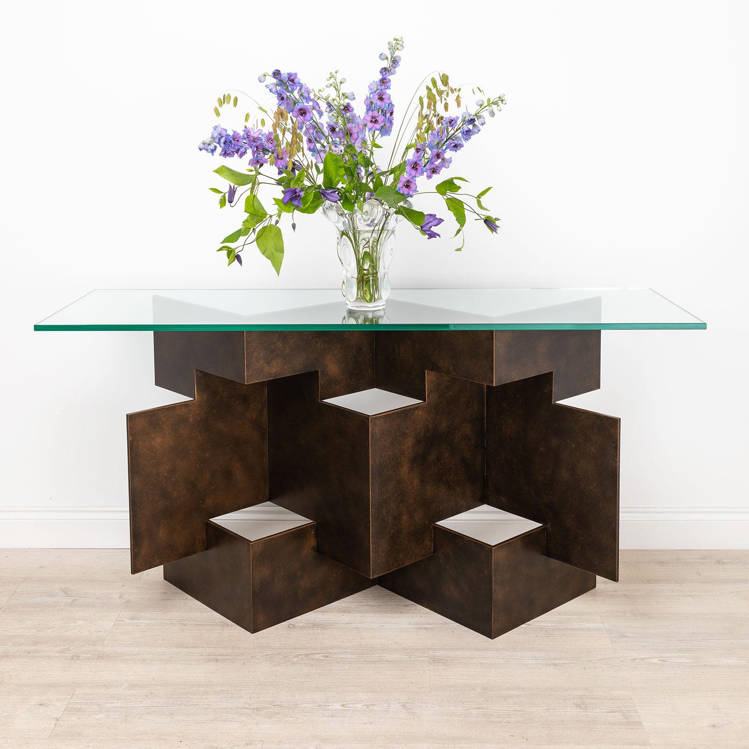 British Handcrafted Origami Console Table For Sale