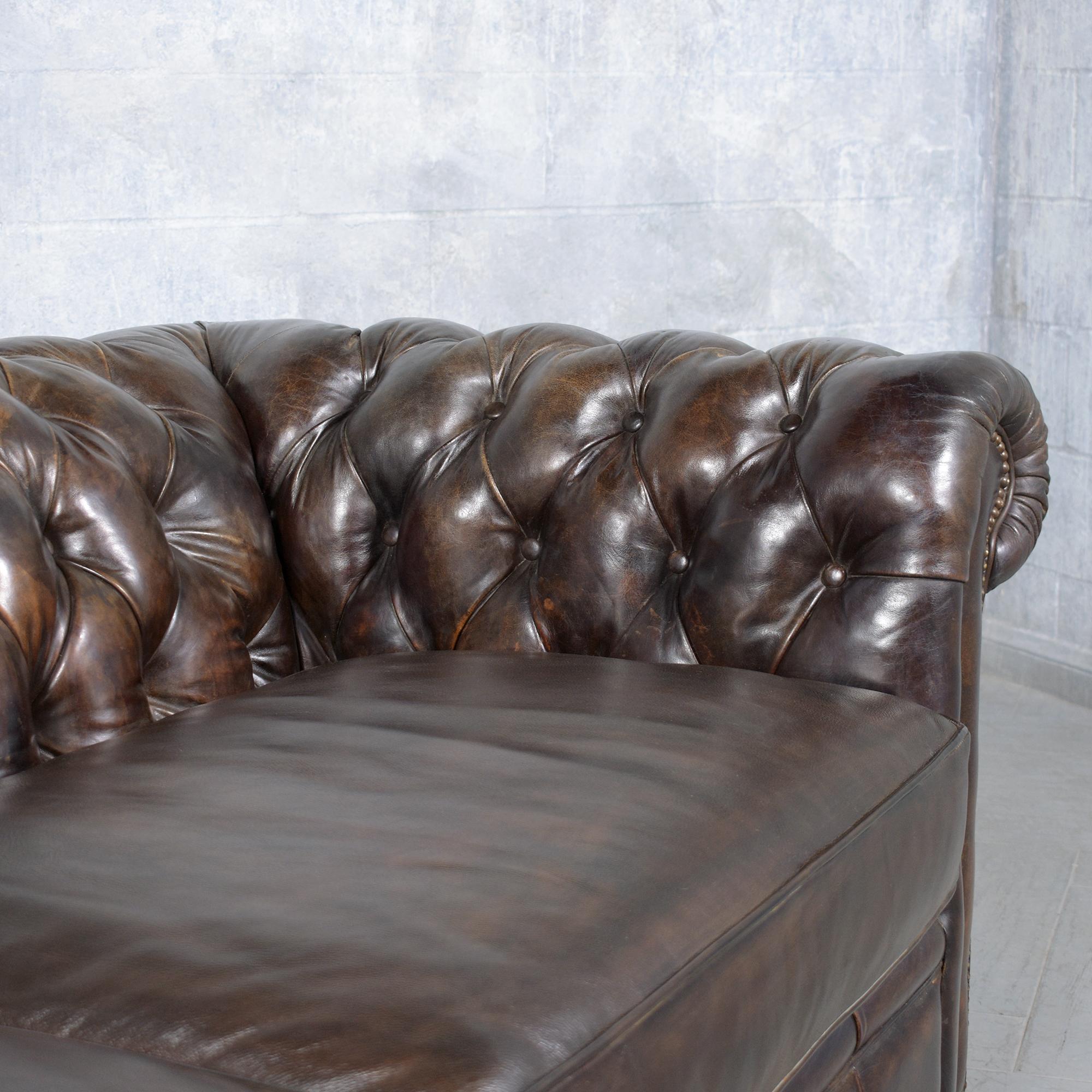 1970s Vintage Chesterfield Sofa: Brown Leather Elegance 2